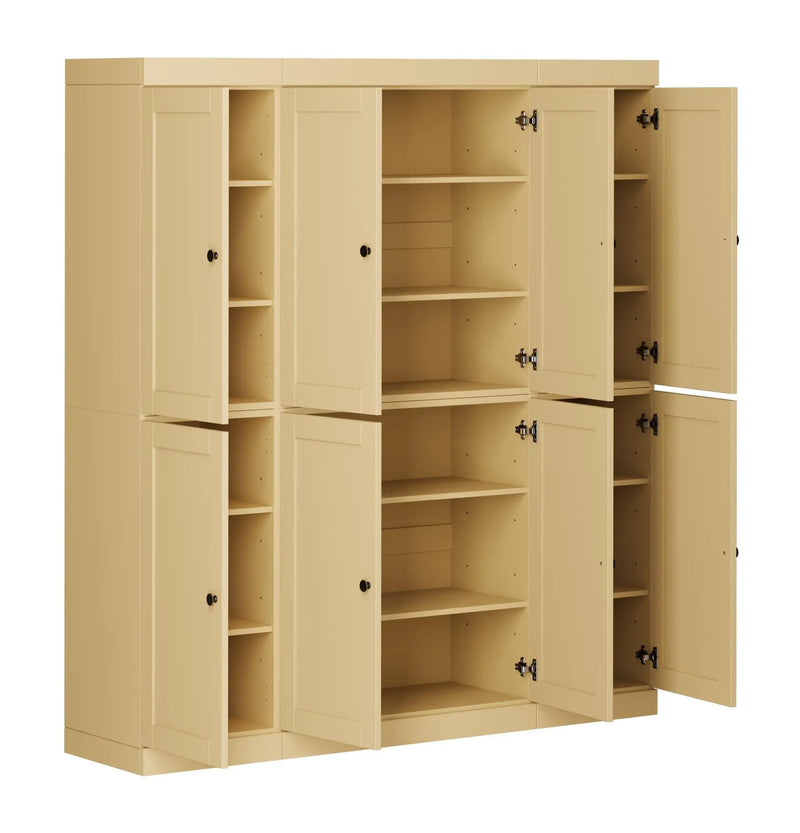 72" Yellow Solid Wood 8 Pantry Or Storage Closet Homeroots Kitchen & Dining