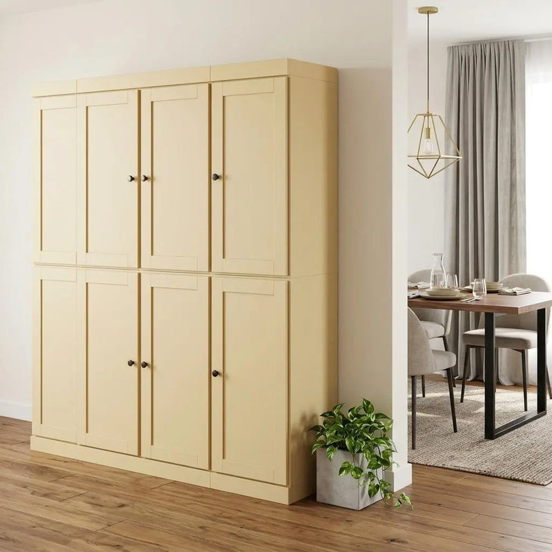 72" Yellow Solid Wood 8 Pantry Or Storage Closet Homeroots Kitchen & Dining