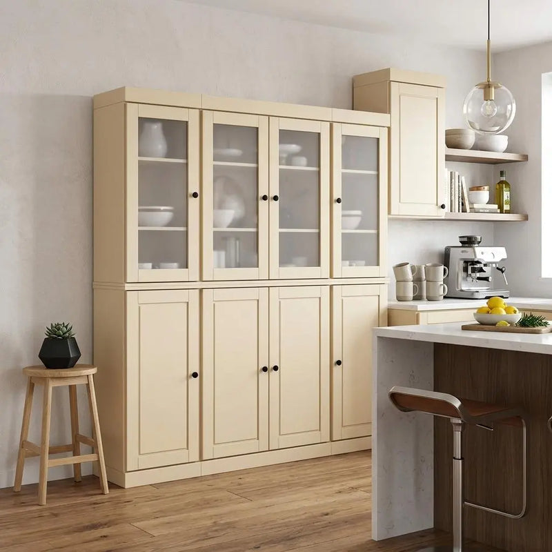 72" Yellow Solid Wood 8 Pantry Or Storage Closet Homeroots Kitchen & Dining