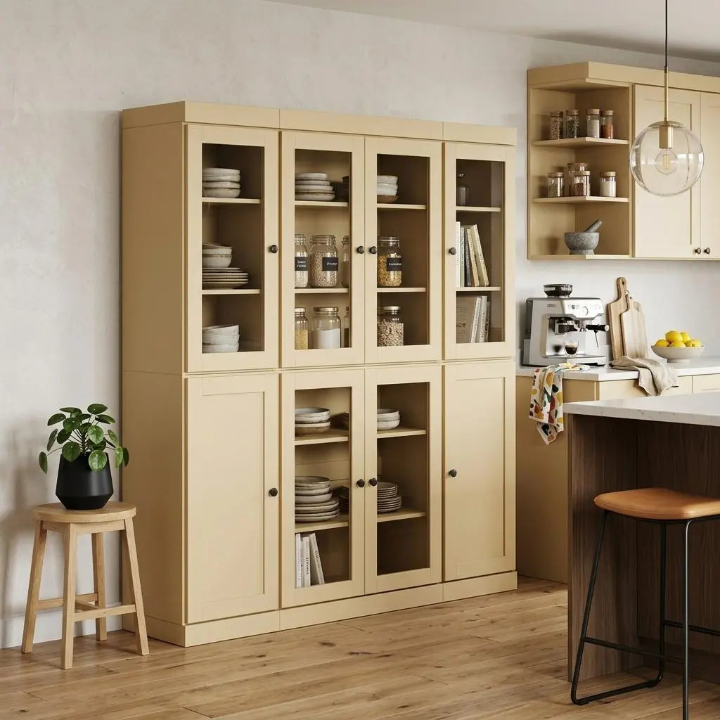 72" Yellow Solid Wood 8 Pantry Or Storage Closet Homeroots Kitchen & Dining