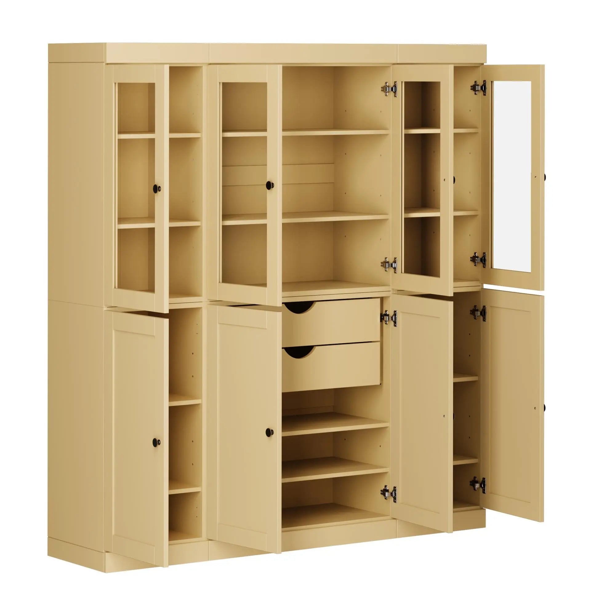 72" Yellow Solid Wood 8 Two Drawer Pantry Or Storage Closet Homeroots Kitchen & Dining