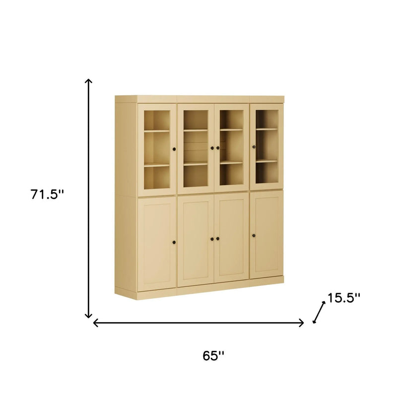 72" Yellow Solid Wood 8 Two Drawer Pantry Or Storage Closet Homeroots Kitchen & Dining