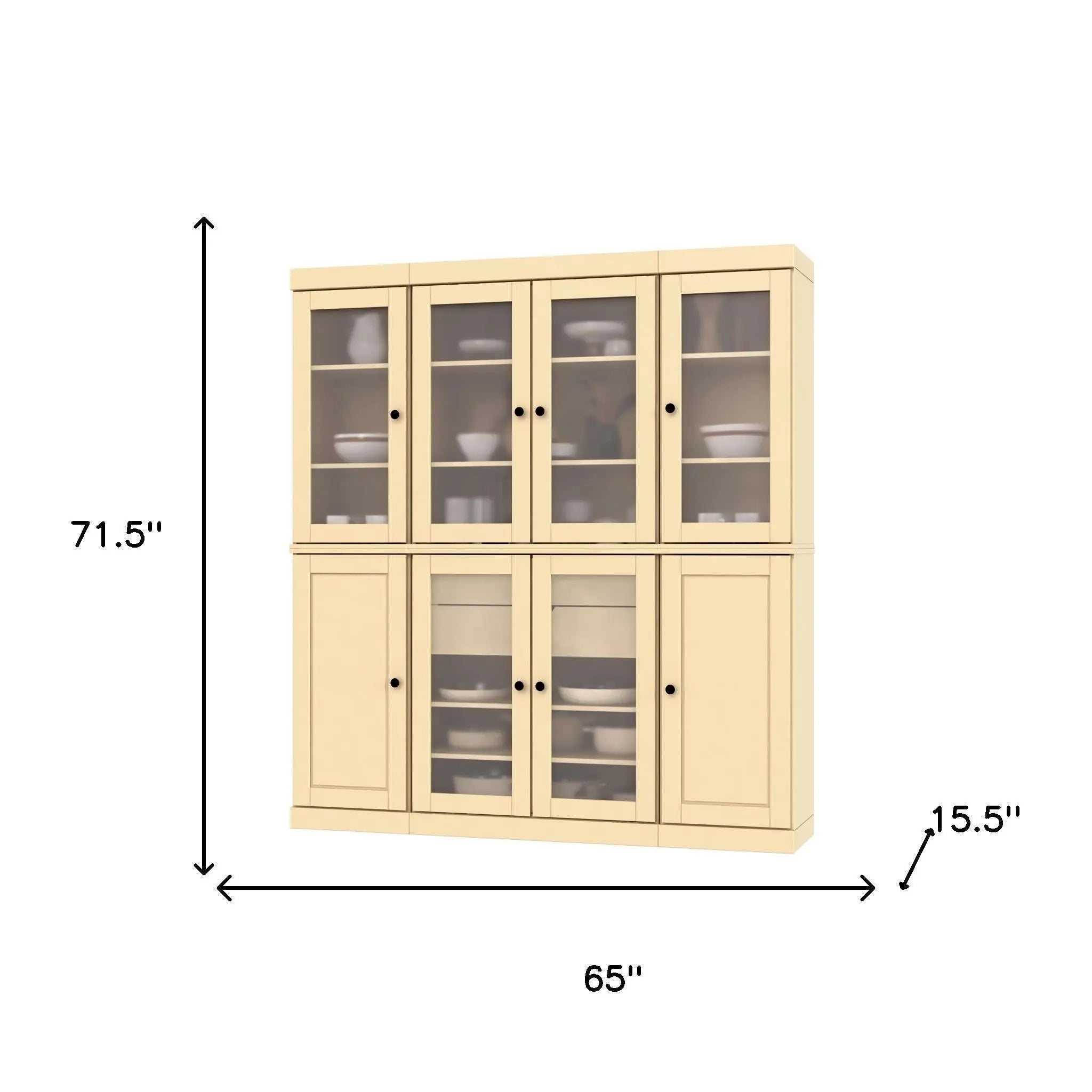 72" Yellow Solid Wood 8 Two Drawer Pantry Or Storage Closet Homeroots Kitchen & Dining