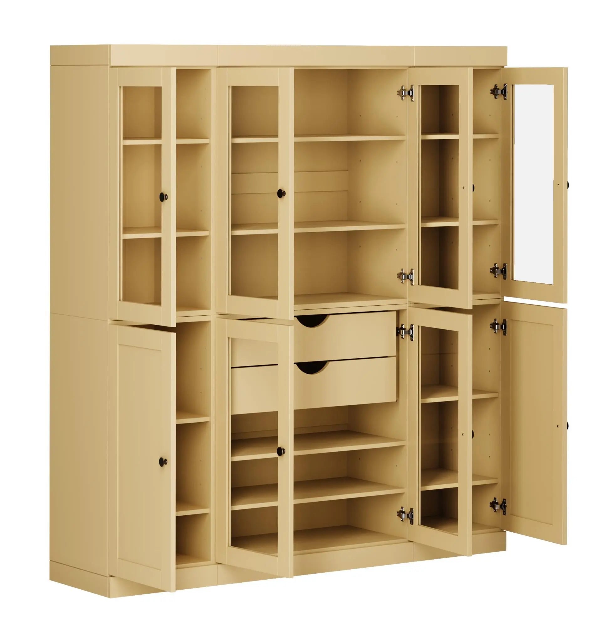 72" Yellow Solid Wood 8 Two Drawer Pantry Or Storage Closet Homeroots Kitchen & Dining