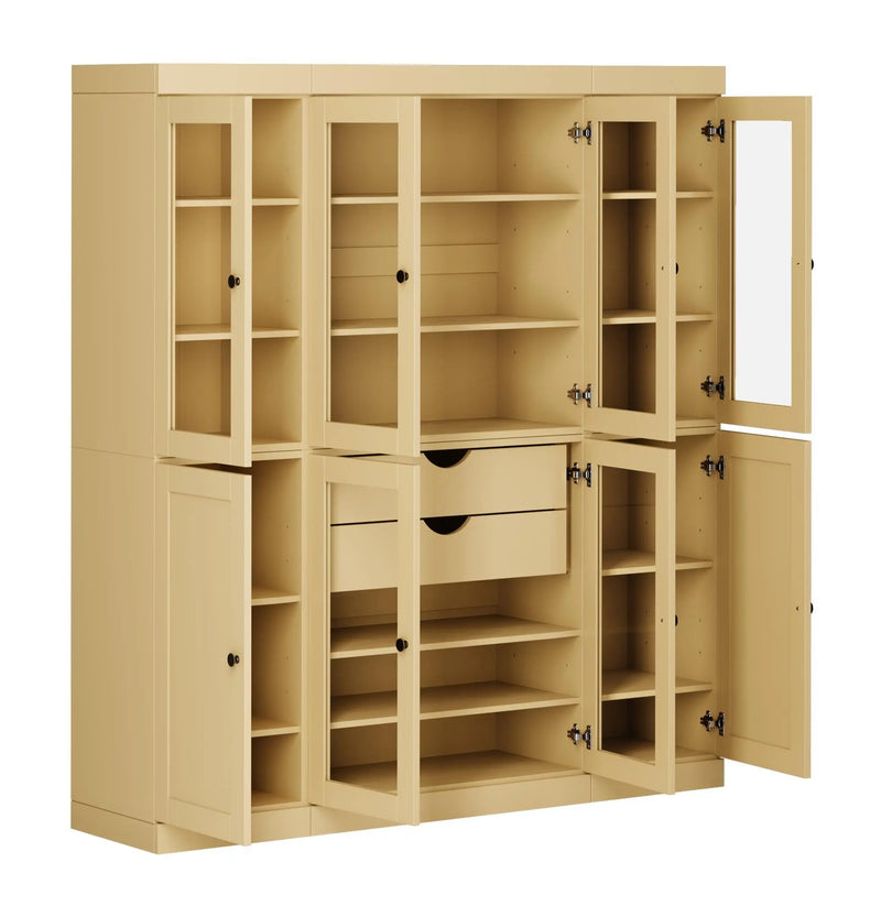 72" Yellow Solid Wood 8 Two Drawer Pantry Or Storage Closet Homeroots Kitchen & Dining