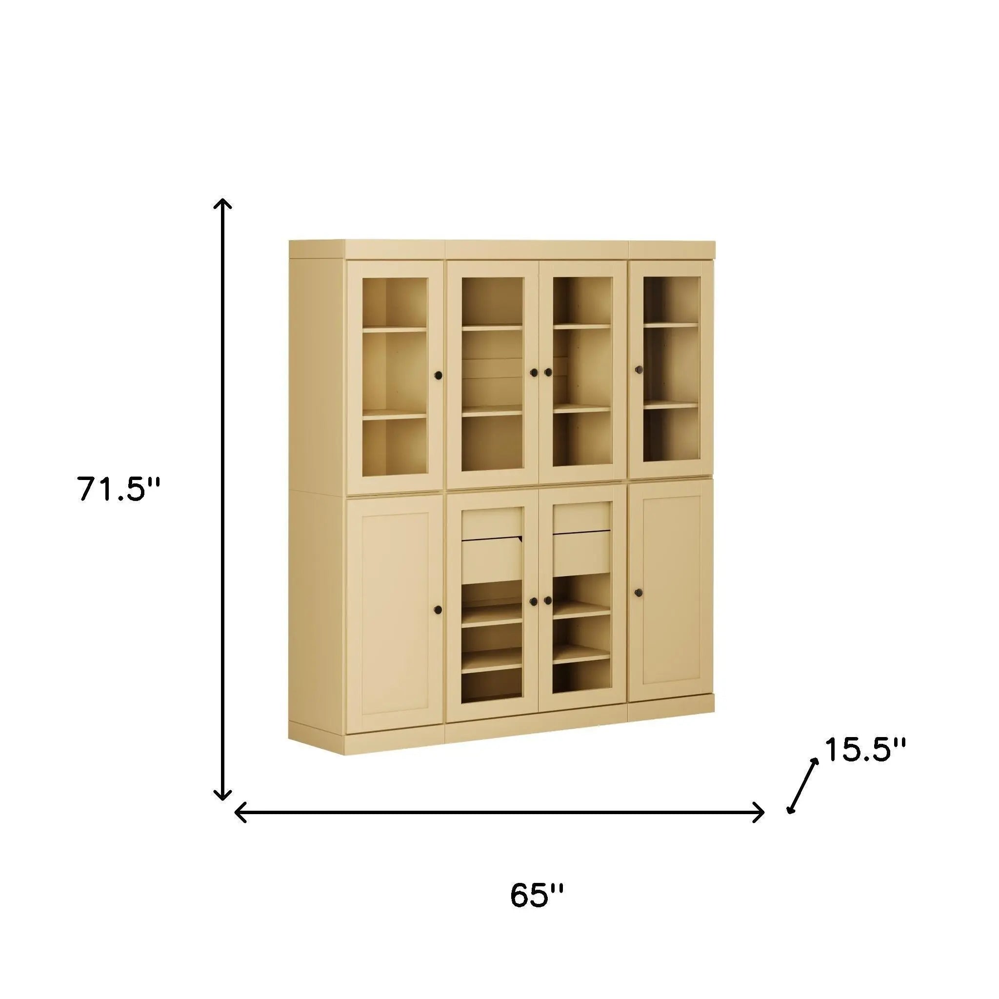 72" Yellow Solid Wood 8 Two Drawer Pantry Or Storage Closet Homeroots Kitchen & Dining