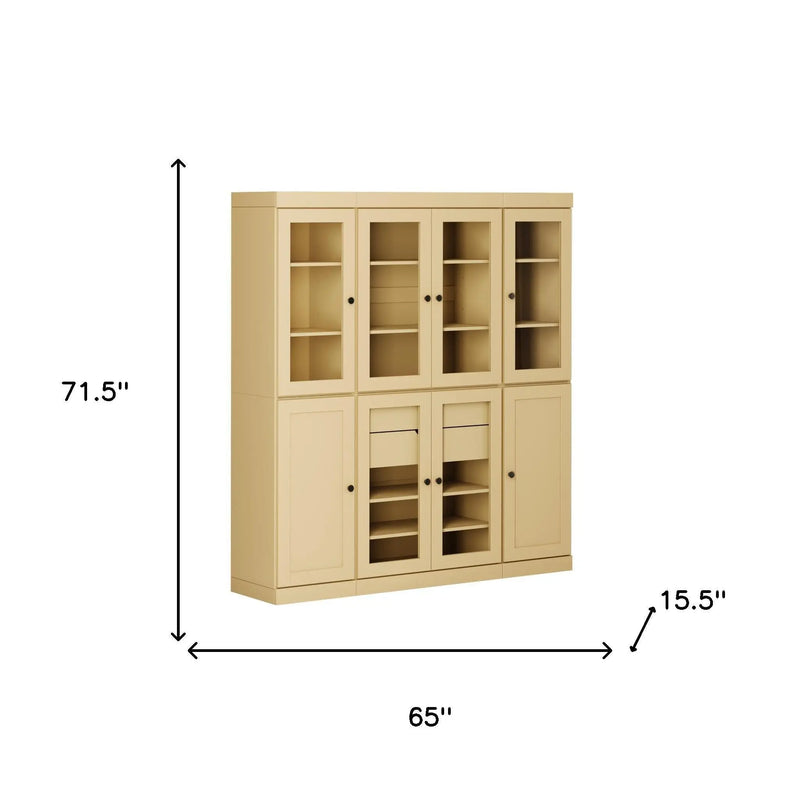 72" Yellow Solid Wood 8 Two Drawer Pantry Or Storage Closet Homeroots Kitchen & Dining
