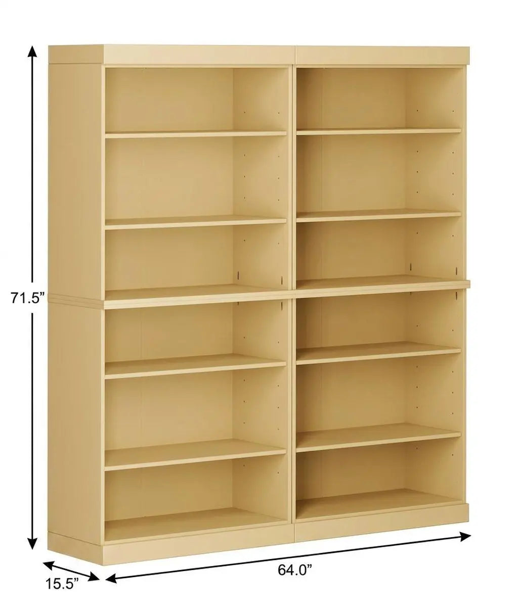 72" Yellow Solid Wood Adjustable Twelve Tier Library Bookcase Homeroots Office