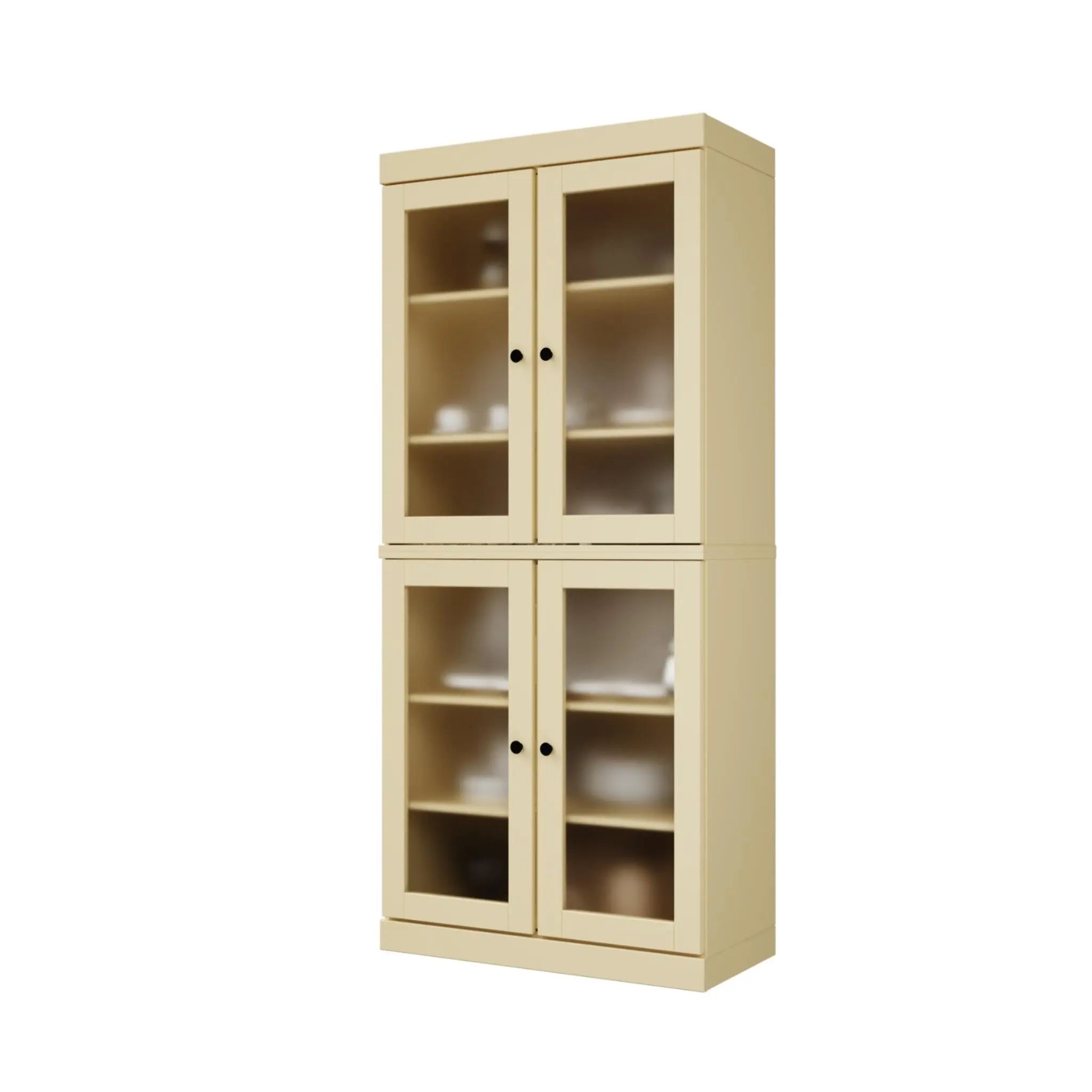 72" Yellow Solid Wood Four Door Pantry Or Storage Closet Homeroots Kitchen & Dining
