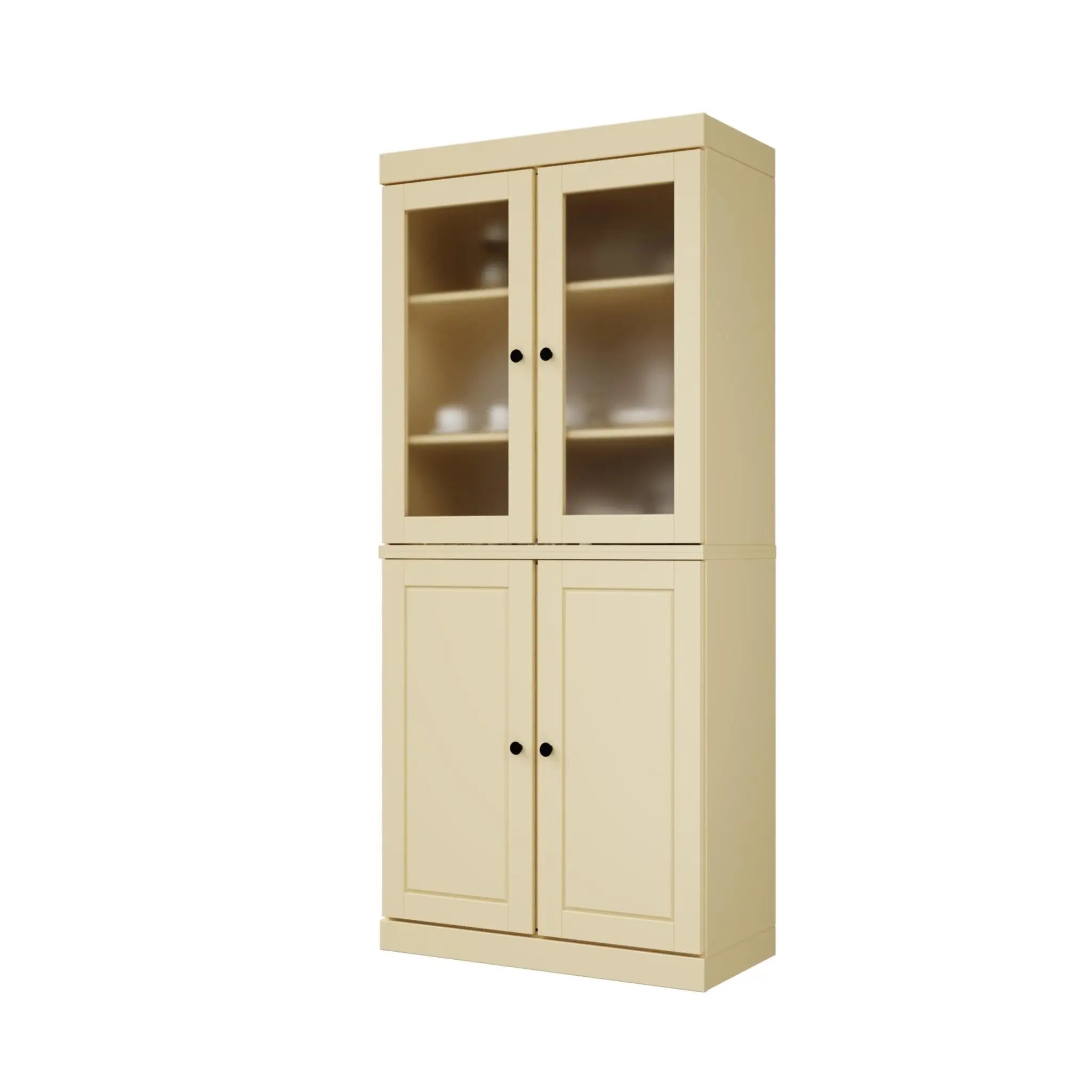 72" Yellow Solid Wood Four Door Two Drawer Pantry Or Storage Closet Homeroots Kitchen & Dining