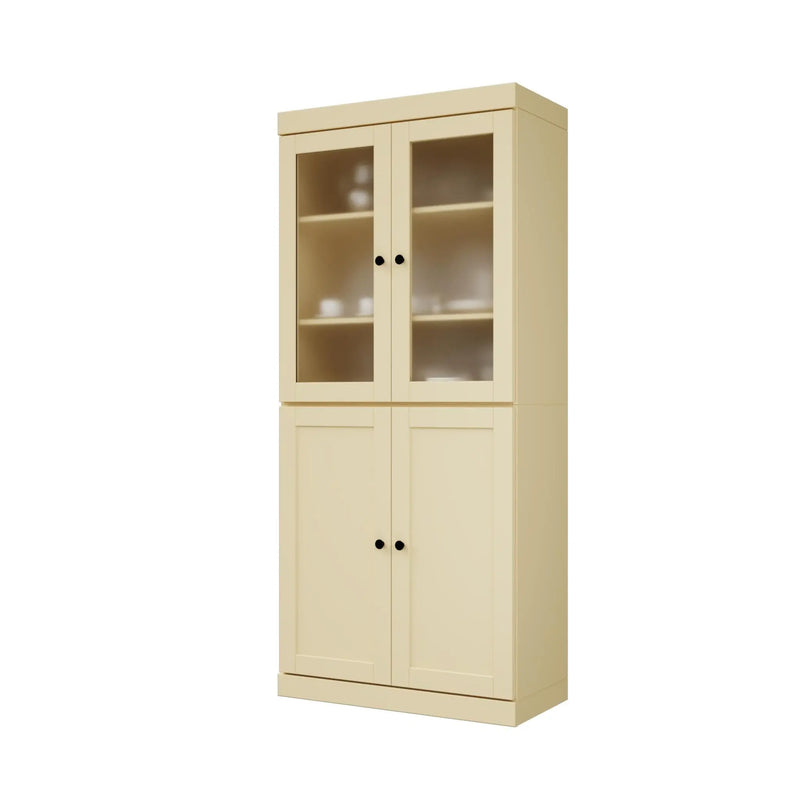 72" Yellow Solid Wood Four Door Two Drawer Pantry Or Storage Closet Homeroots Kitchen & Dining