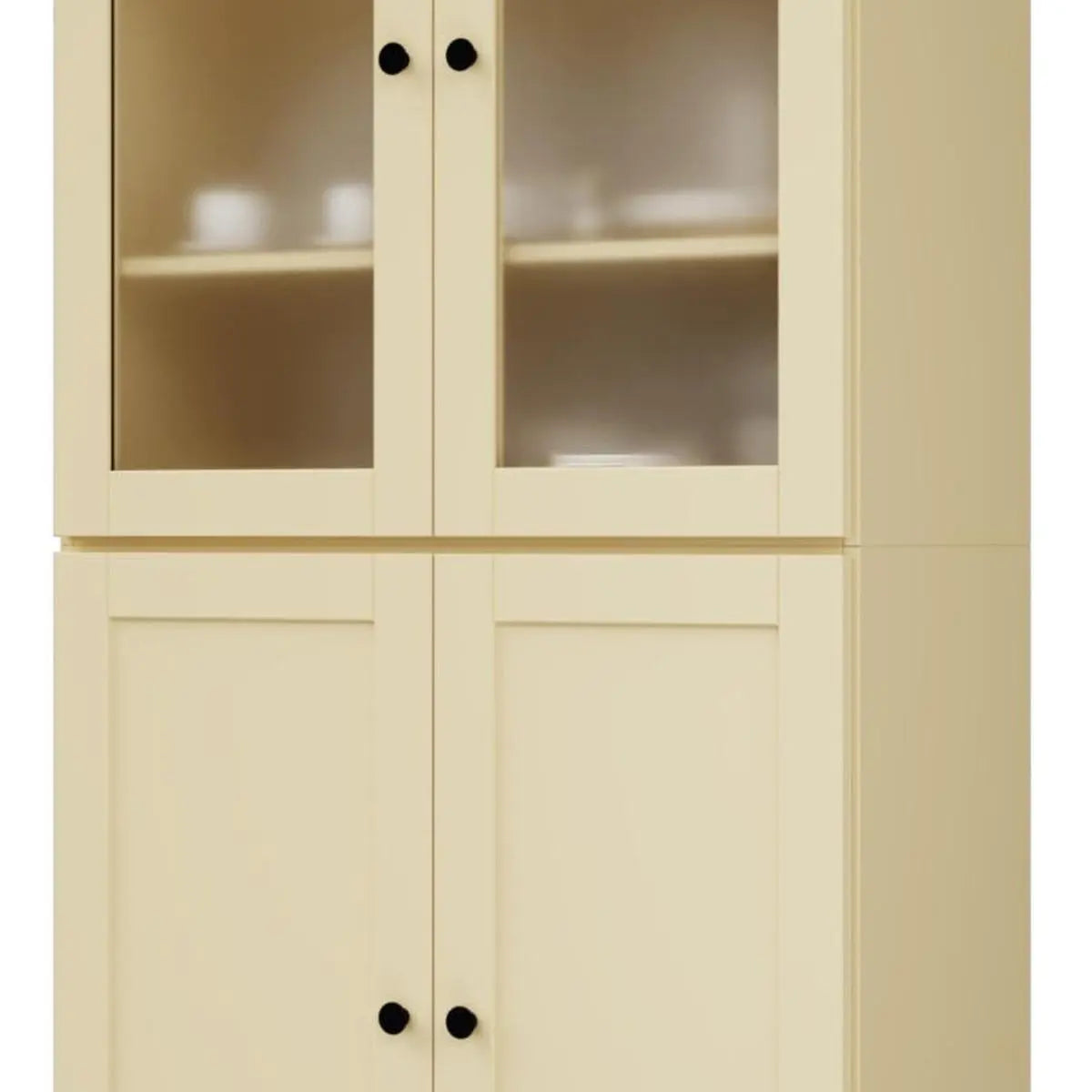 72" Yellow Solid Wood Four Door Two Drawer Pantry Or Storage Closet Homeroots Kitchen & Dining
