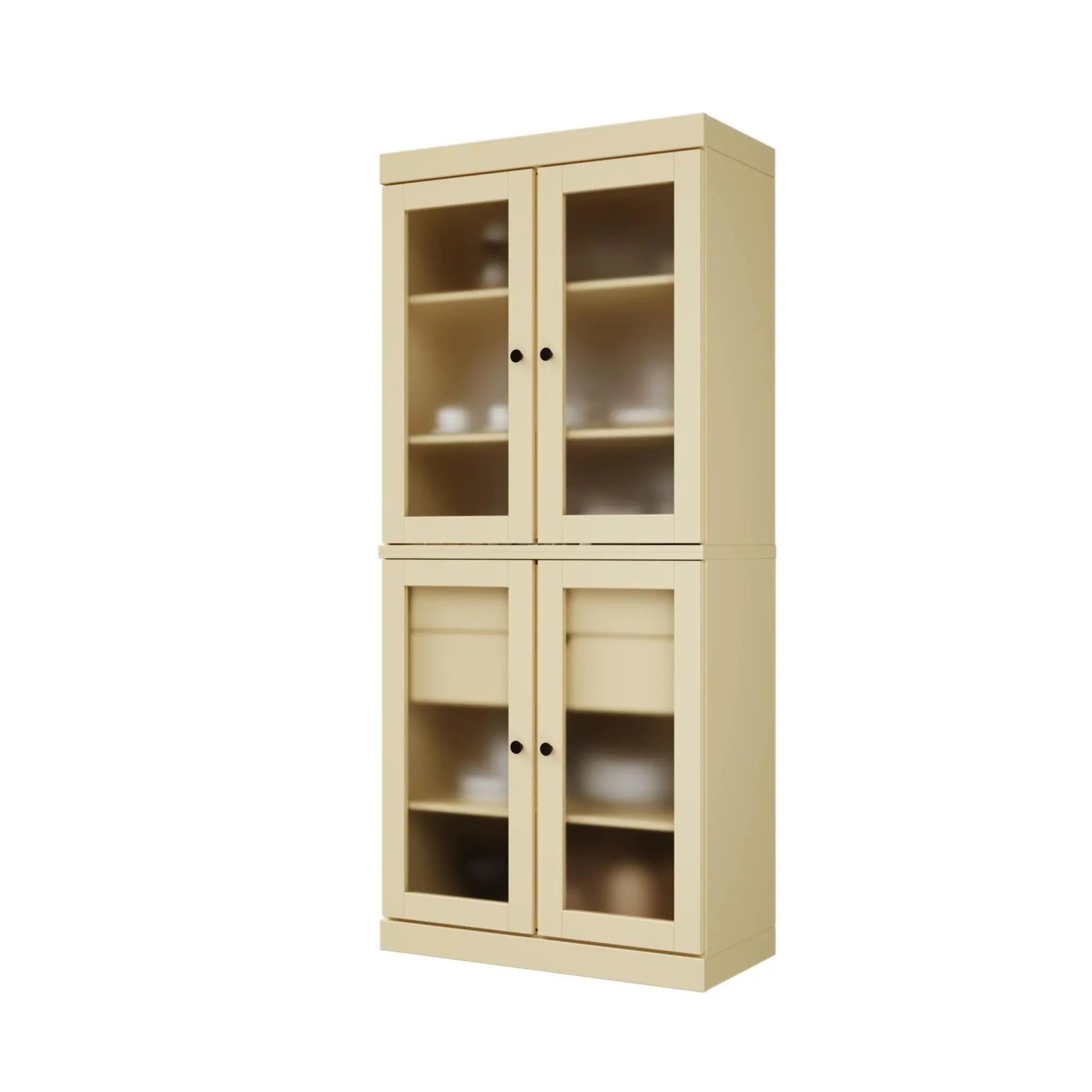 72" Yellow Solid Wood Four Door Two Drawer Pantry Or Storage Closet Homeroots Kitchen & Dining