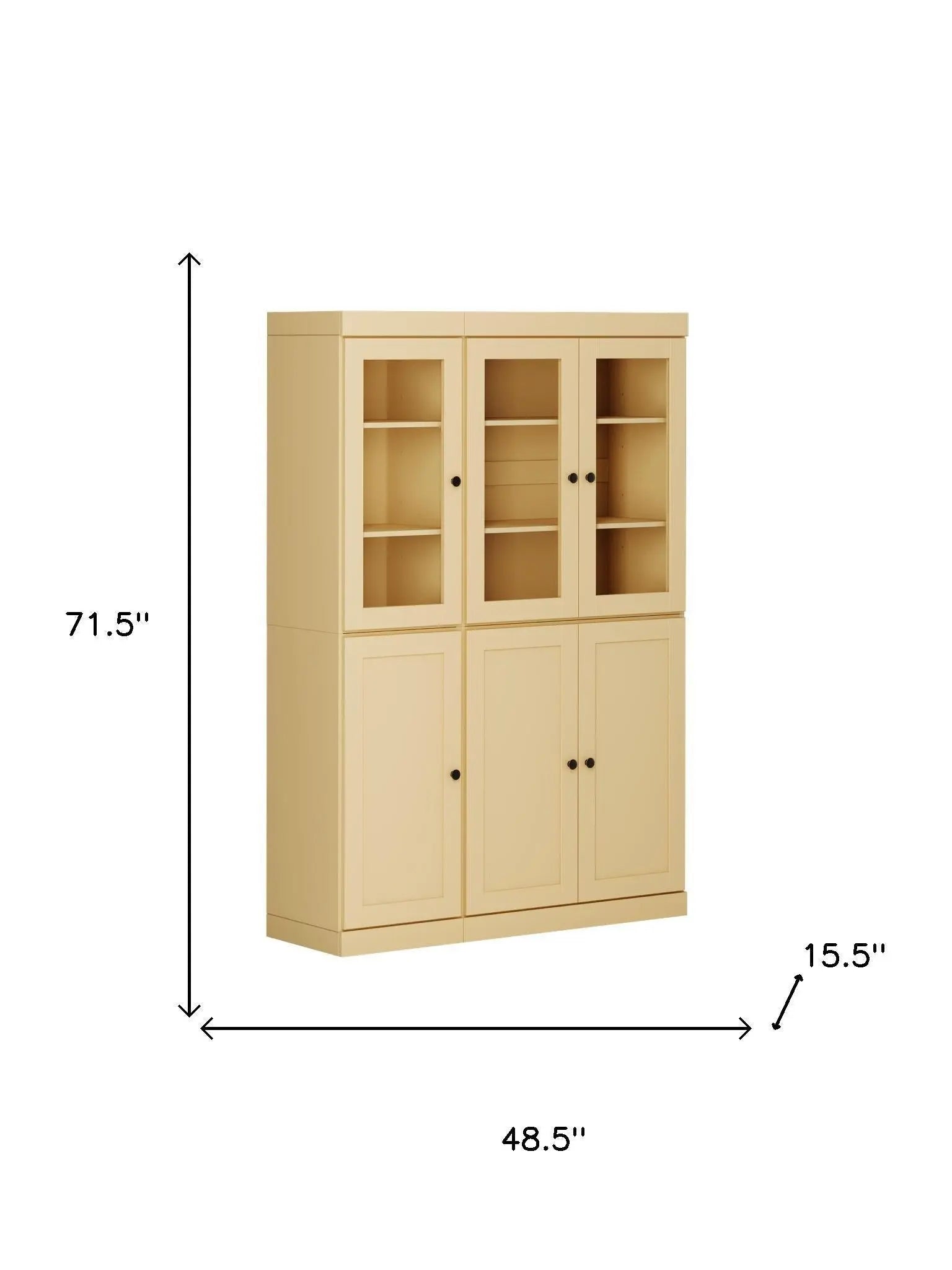 72" Yellow Solid Wood Six Door Pantry Or Storage Closet Homeroots Kitchen & Dining