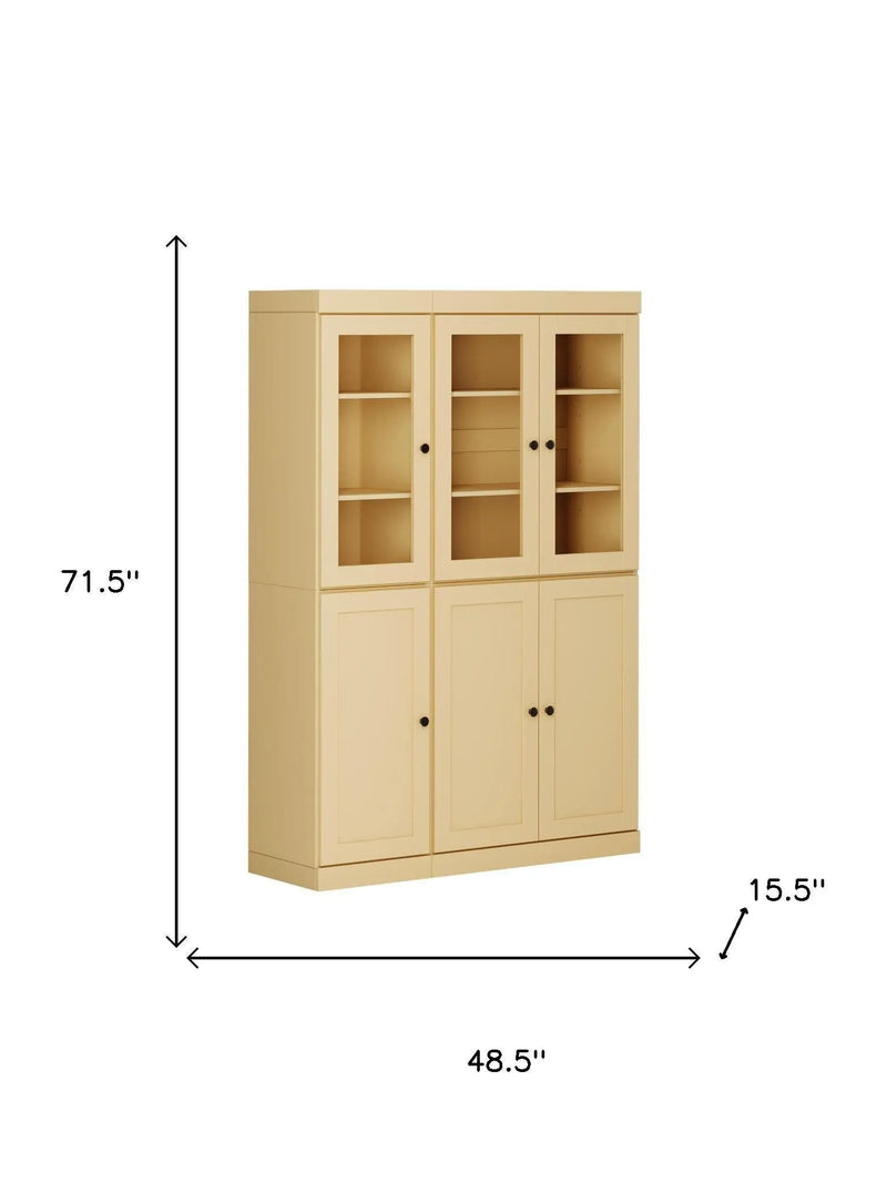 72" Yellow Solid Wood Six Door Pantry Or Storage Closet Homeroots Kitchen & Dining