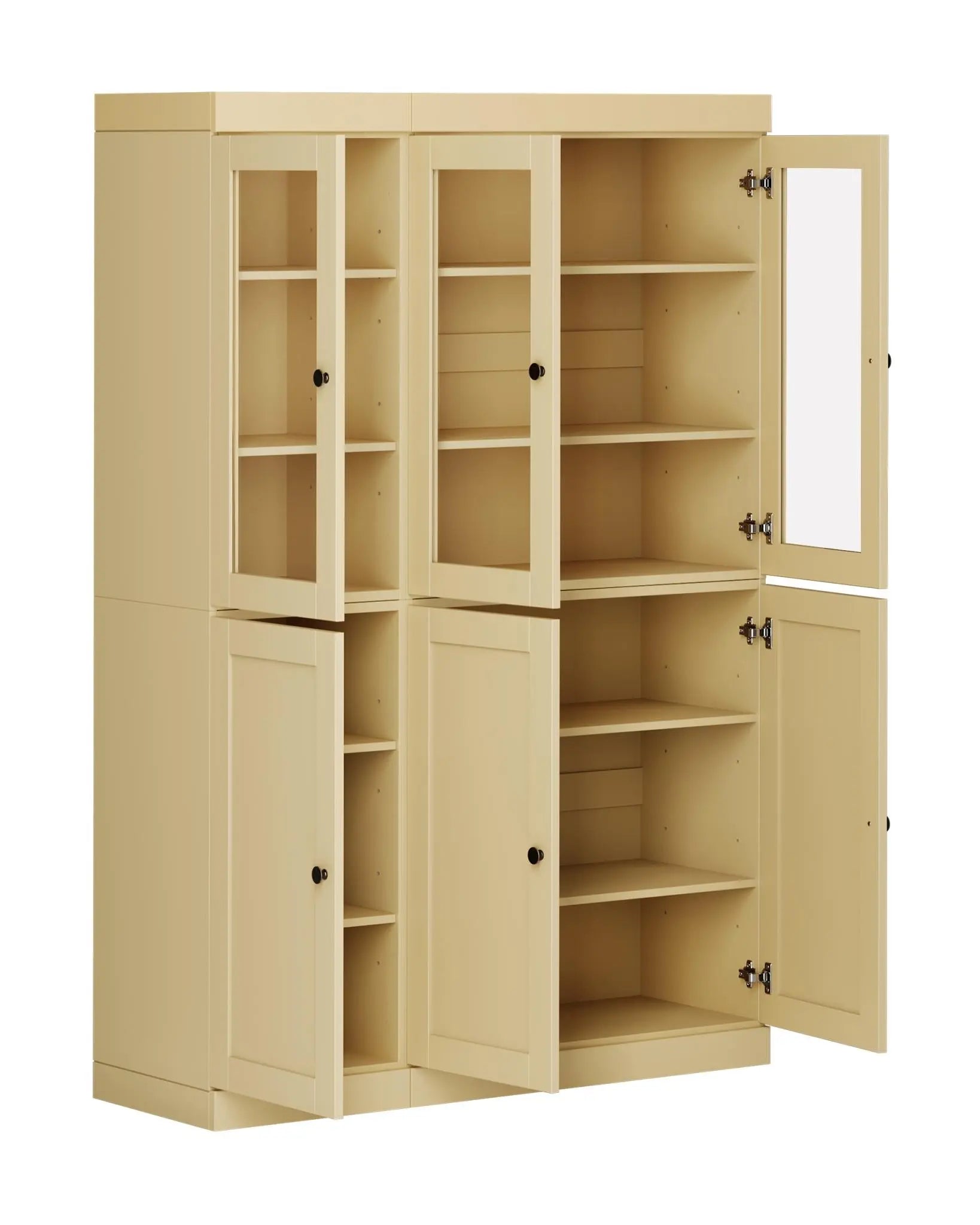 72" Yellow Solid Wood Six Door Pantry Or Storage Closet Homeroots Kitchen & Dining