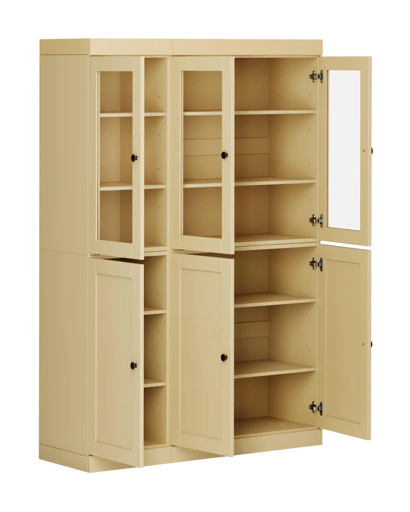 72" Yellow Solid Wood Six Door Pantry Or Storage Closet Homeroots Kitchen & Dining