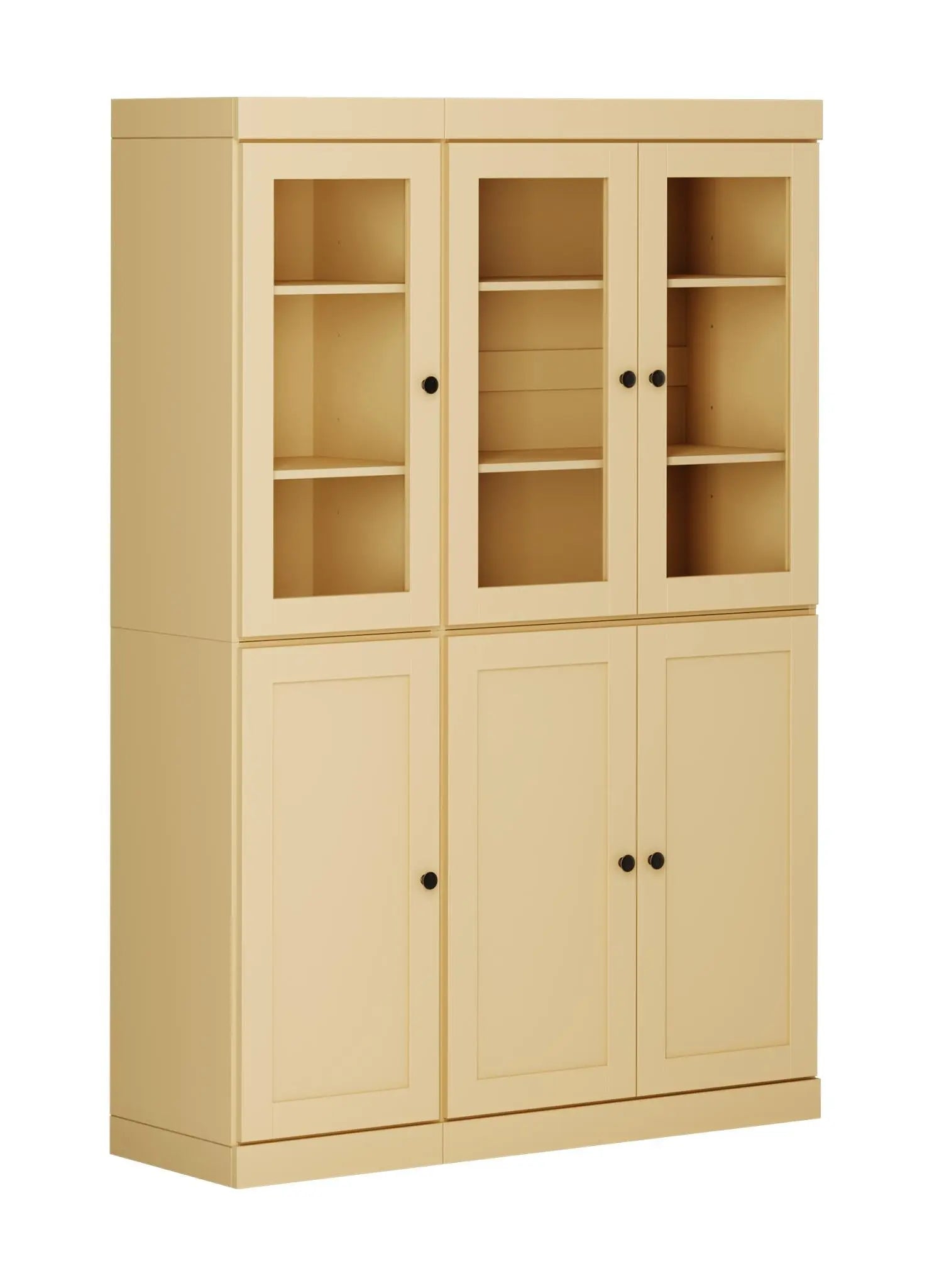 72" Yellow Solid Wood Six Door Two Drawer Pantry Or Storage Closet Homeroots Kitchen & Dining