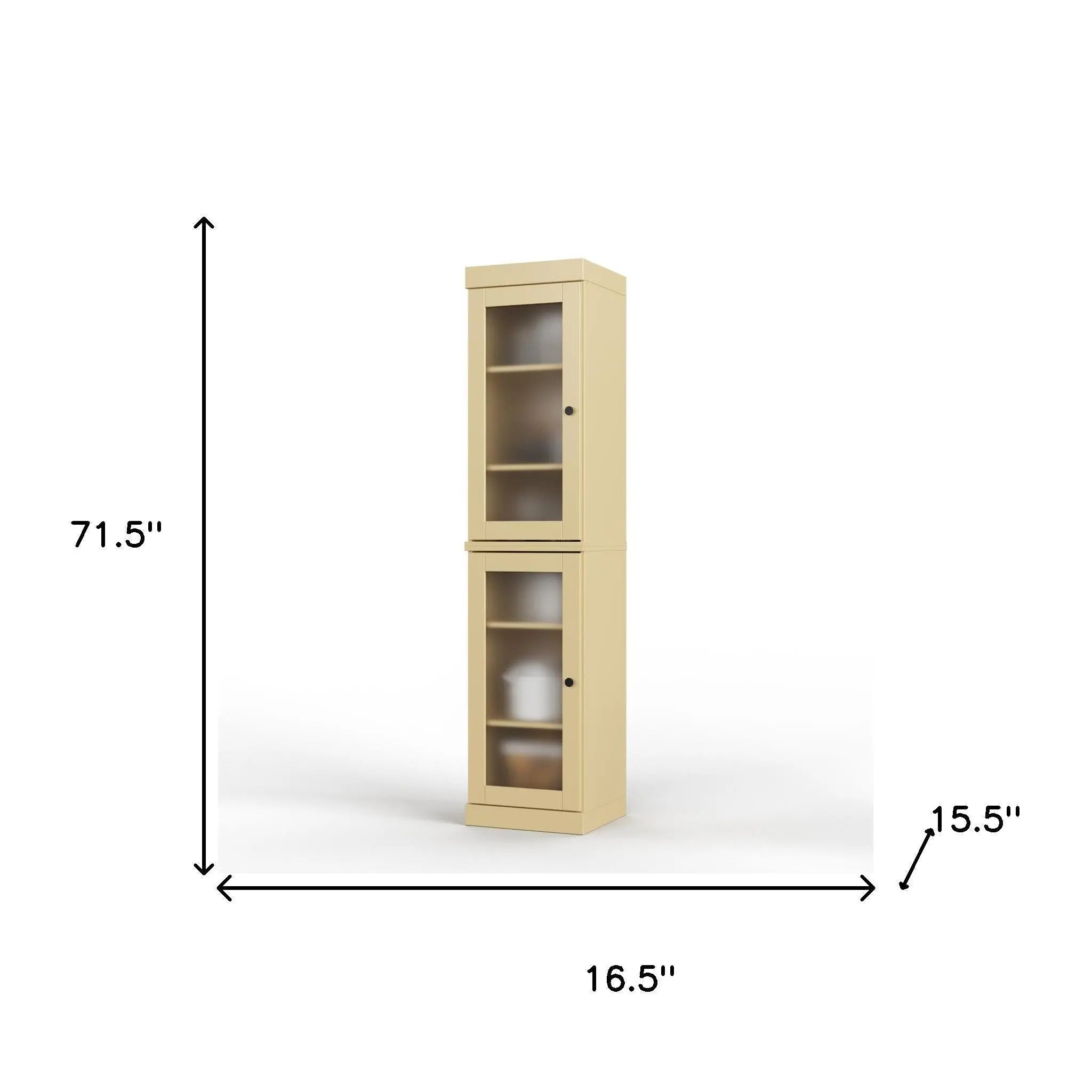 72" Yellow Solid Wood Two Door Pantry Or Storage Closet Homeroots Kitchen & Dining