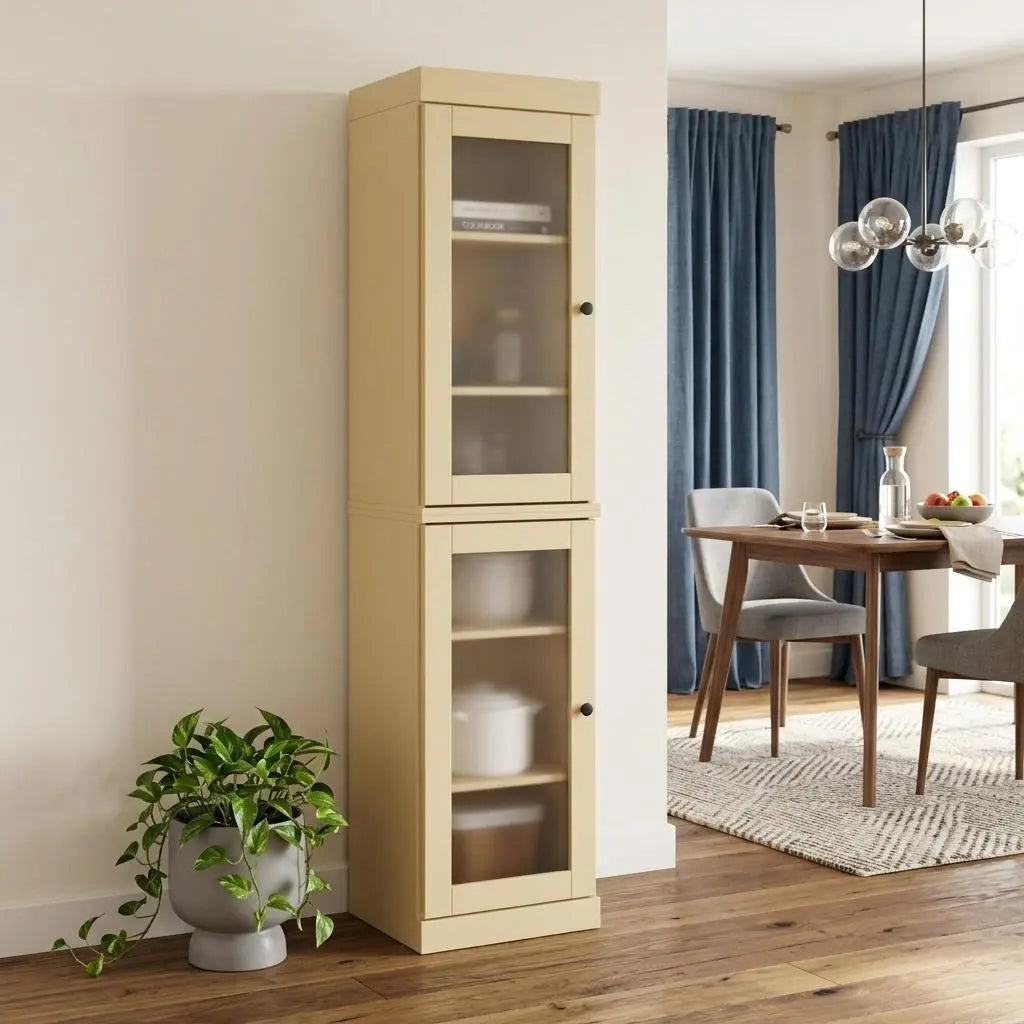 72" Yellow Solid Wood Two Door Pantry Or Storage Closet Homeroots Kitchen & Dining