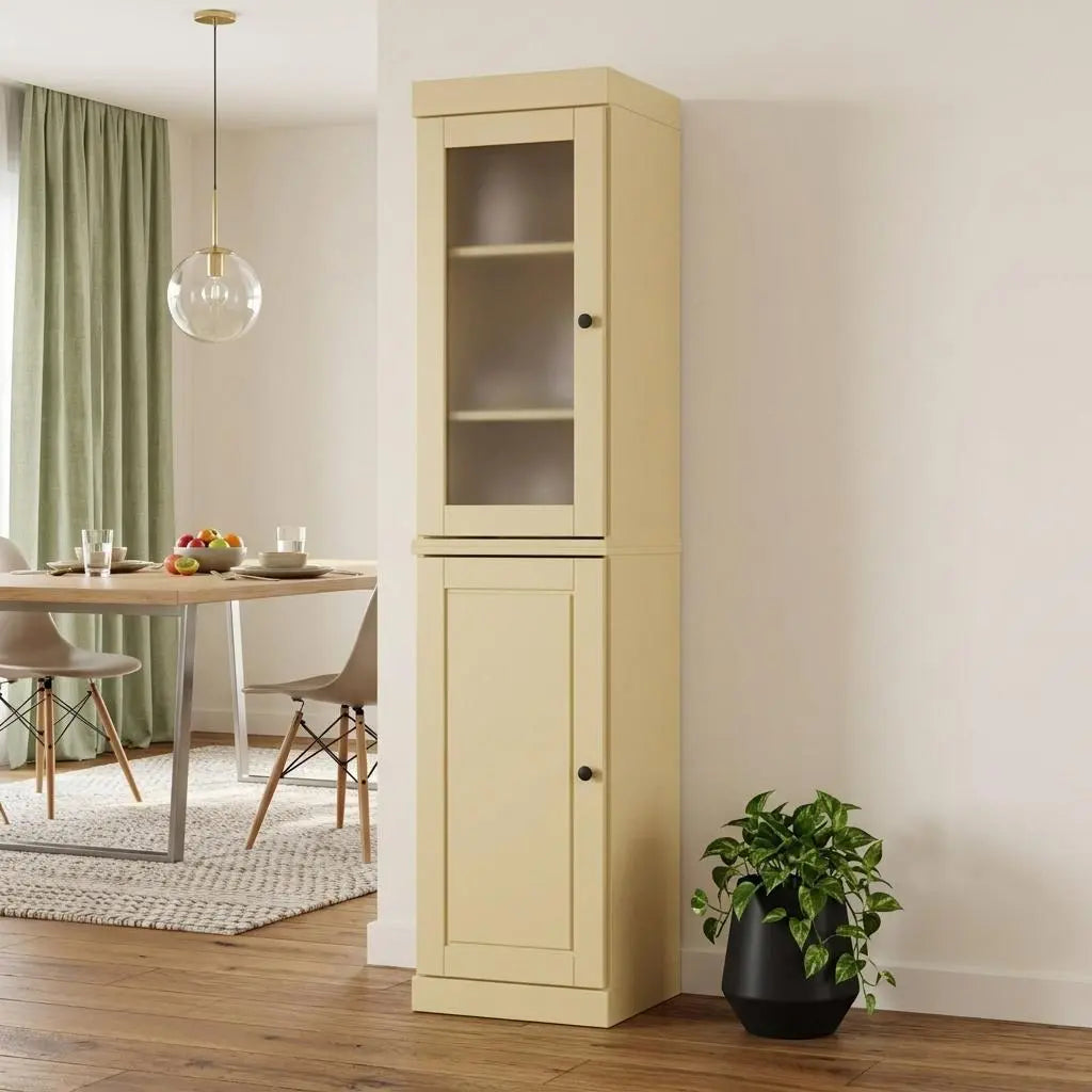 72" Yellow Solid Wood Two Door Pantry Or Storage Closet Homeroots Kitchen & Dining