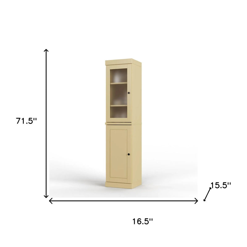 72" Yellow Solid Wood Two Door Pantry Or Storage Closet Homeroots Kitchen & Dining