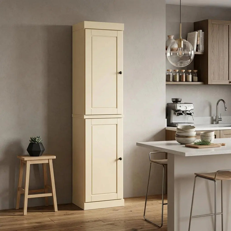 72" Yellow Solid Wood Two Door Pantry Or Storage Closet Homeroots Kitchen & Dining