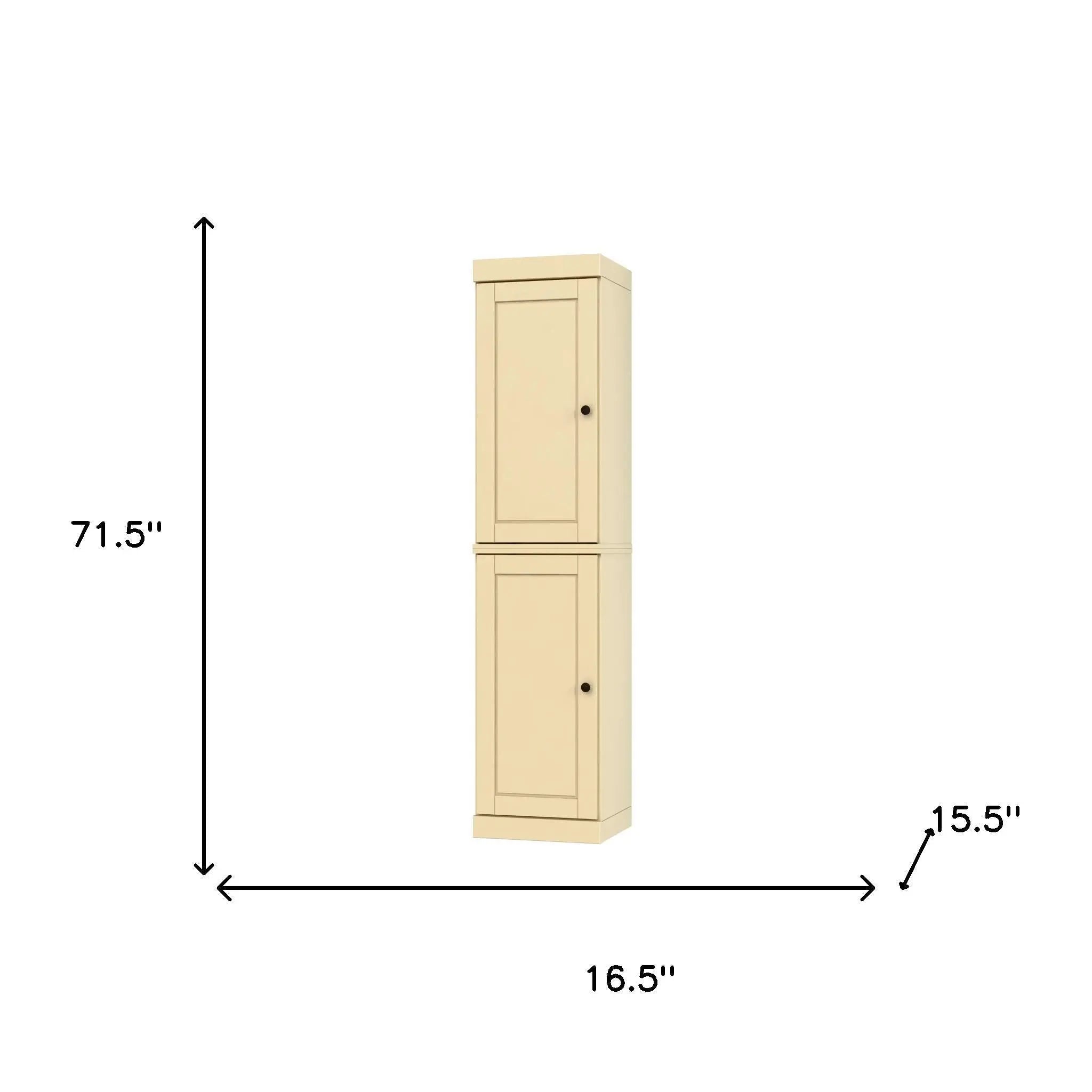 72" Yellow Solid Wood Two Door Pantry Or Storage Closet Homeroots Kitchen & Dining