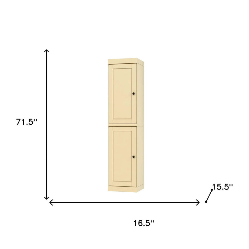 72" Yellow Solid Wood Two Door Pantry Or Storage Closet Homeroots Kitchen & Dining