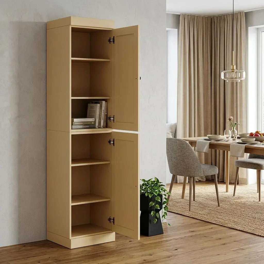 72" Yellow Solid Wood Two Door Pantry Or Storage Closet Homeroots Kitchen & Dining