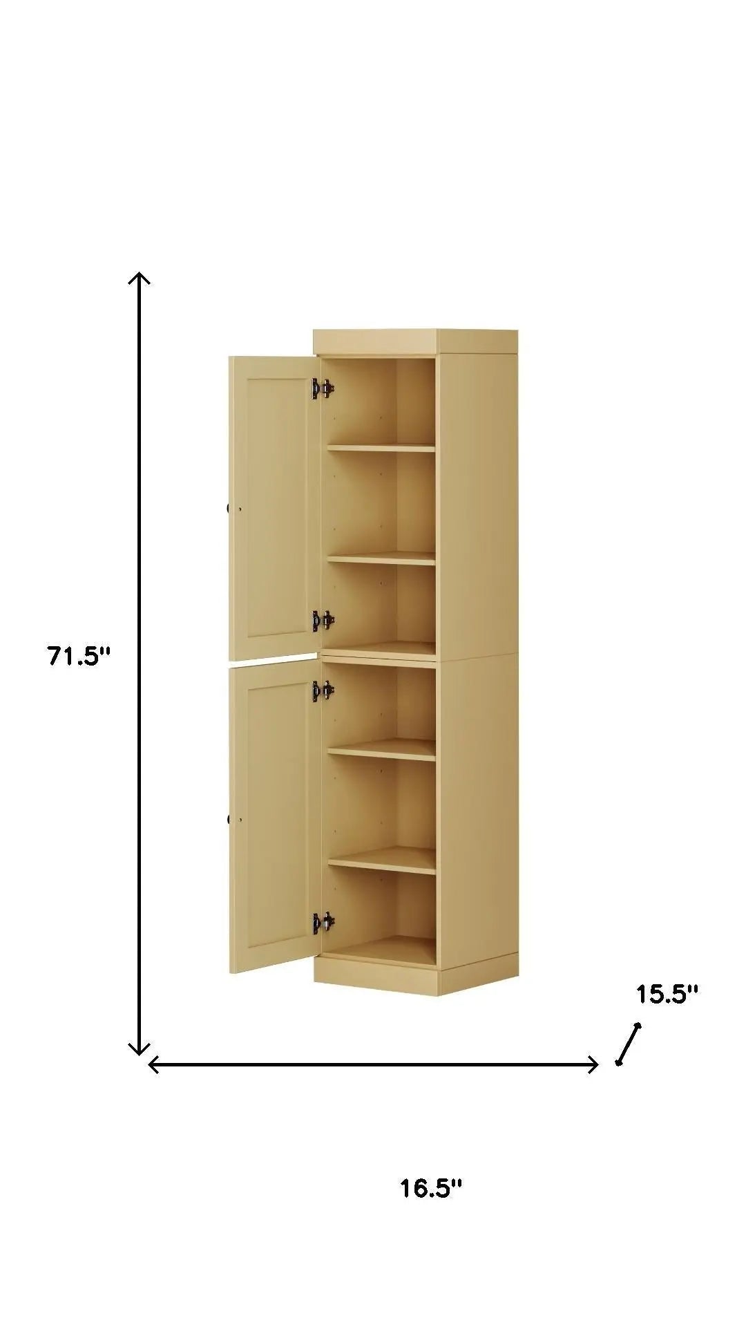 72" Yellow Solid Wood Two Door Pantry Or Storage Closet Homeroots Kitchen & Dining