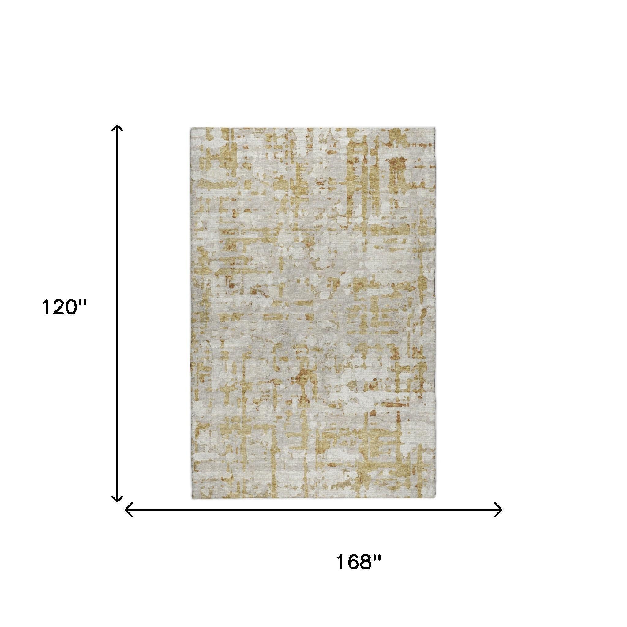 10' X 14' Gray And Beige Abstract Shag Washable Area Rug With UV Protection - Home & Garden