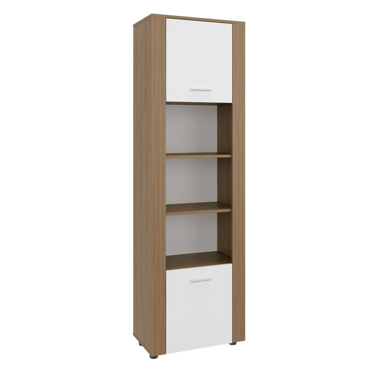 73" Beige Wood One Tier Bookcase with One Door Homeroots Office