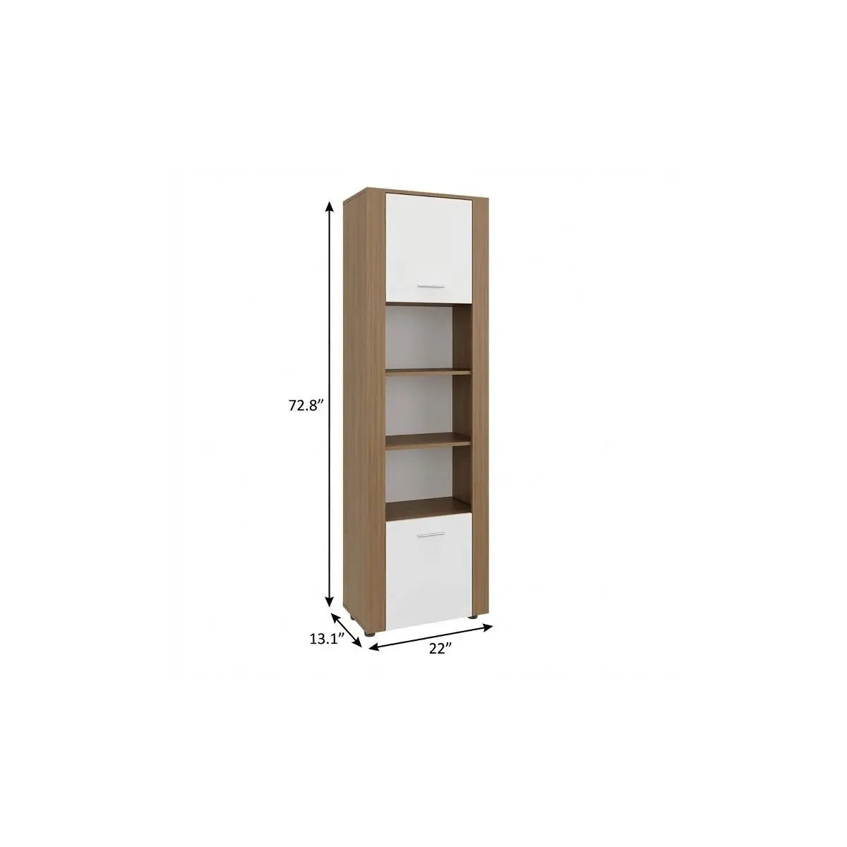 73" Beige Wood One Tier Bookcase with One Door Homeroots Office