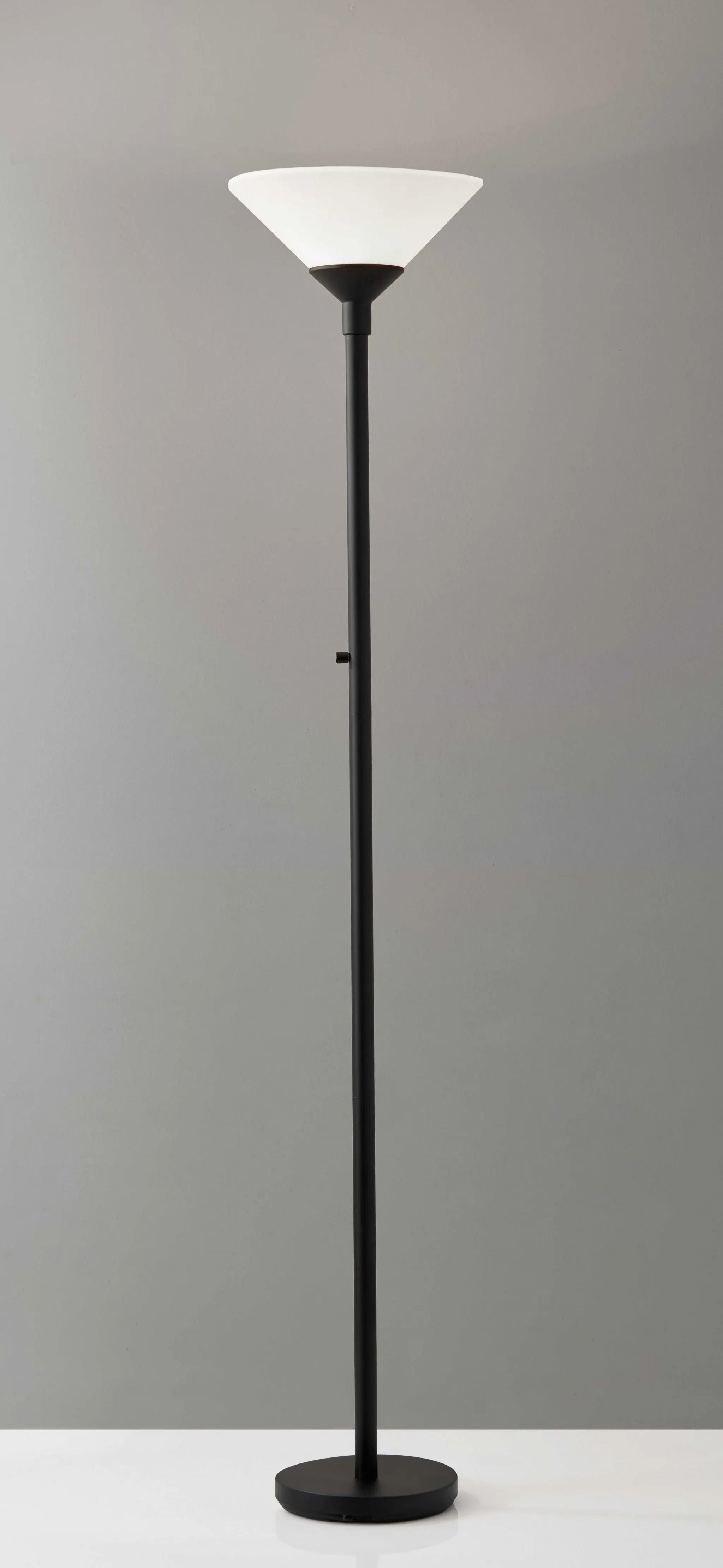 73" Black And White Torchiere Floor Lamp With White Acrylic Cone Shade Homeroots Lighting