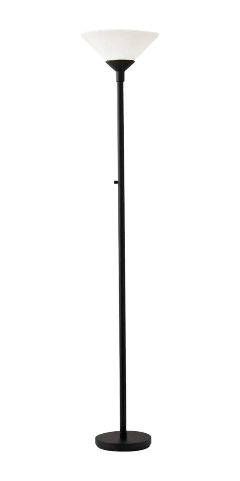73" Black And White Torchiere Floor Lamp With White Acrylic Cone Shade Homeroots Lighting