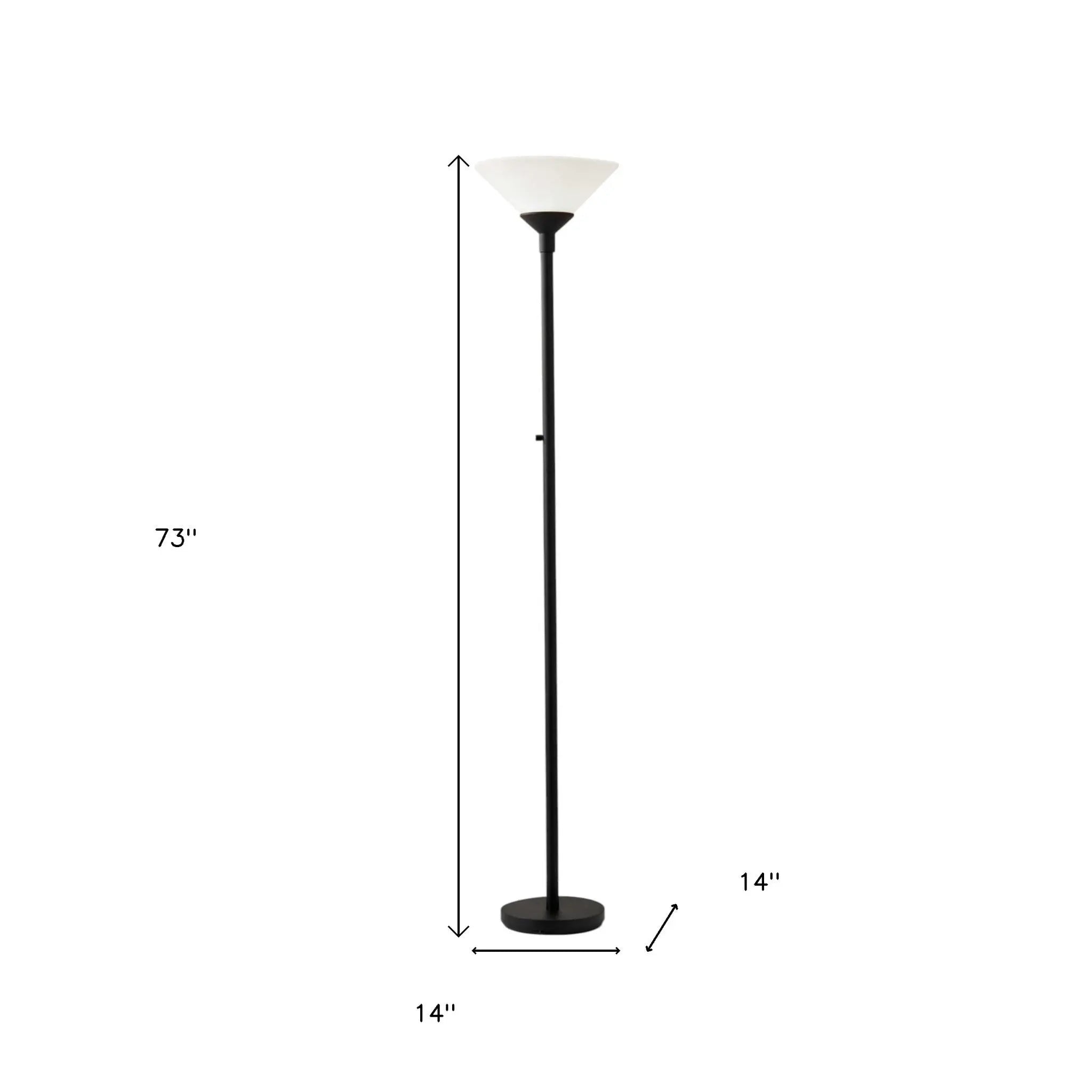 73" Black And White Torchiere Floor Lamp With White Acrylic Cone Shade Homeroots Lighting