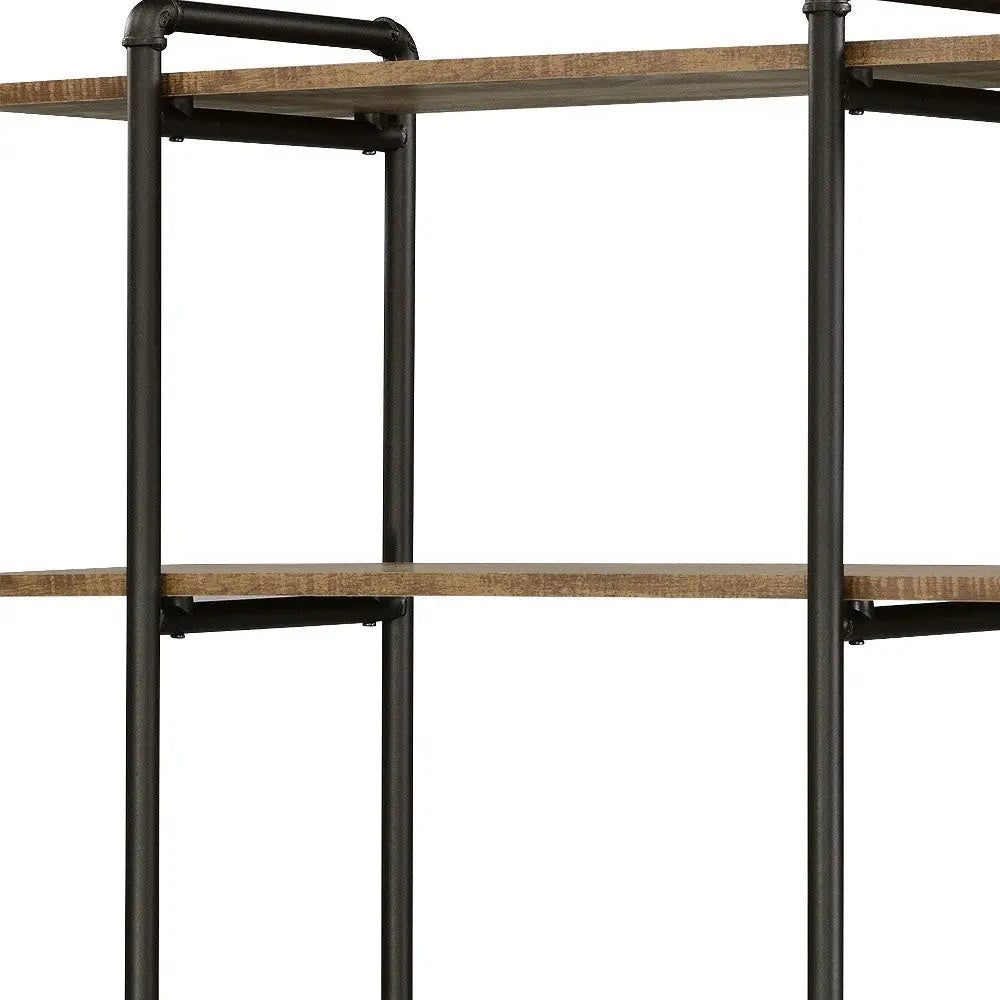 73" Brown And Black Metal Five Tier Etagere Bookcase Homeroots Office