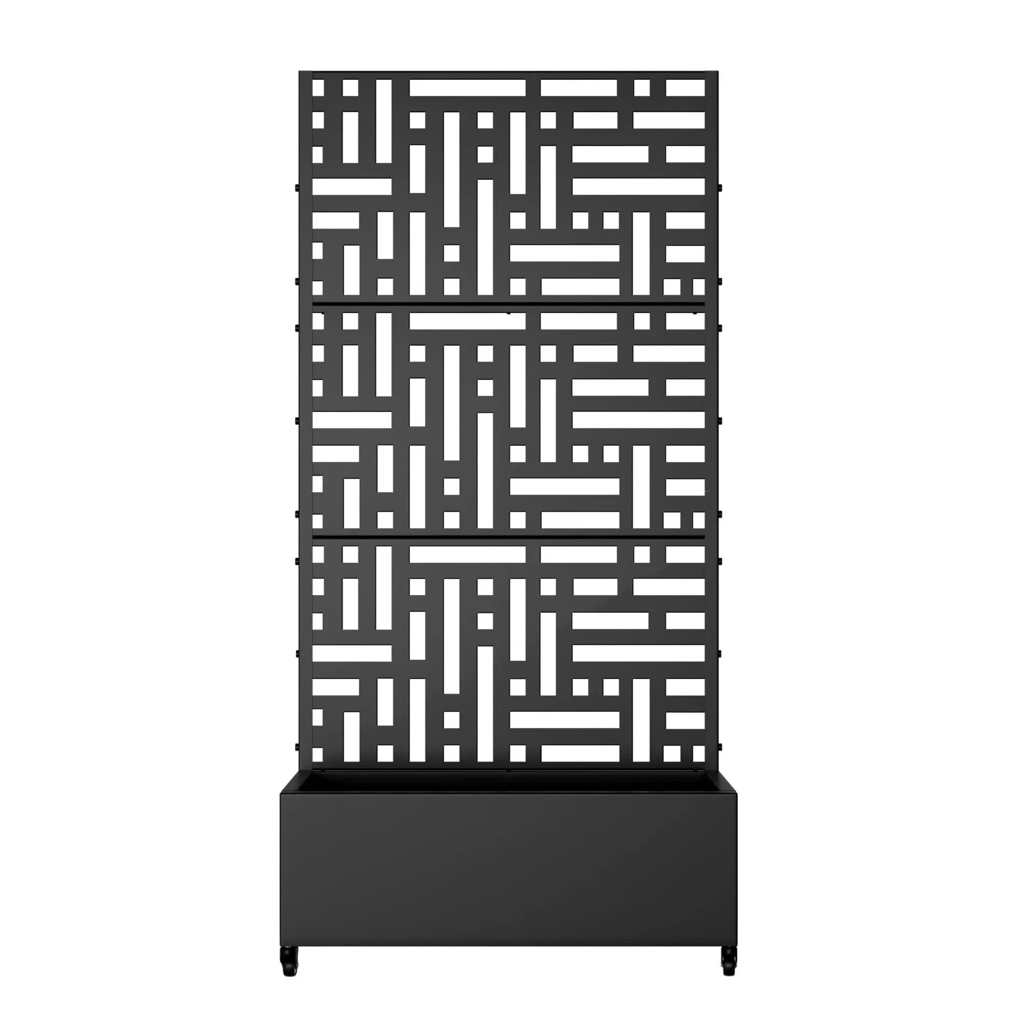 73" X 35" Black Geometric Galvanized Metal Rectangular Planter Box Homeroots Outdoor