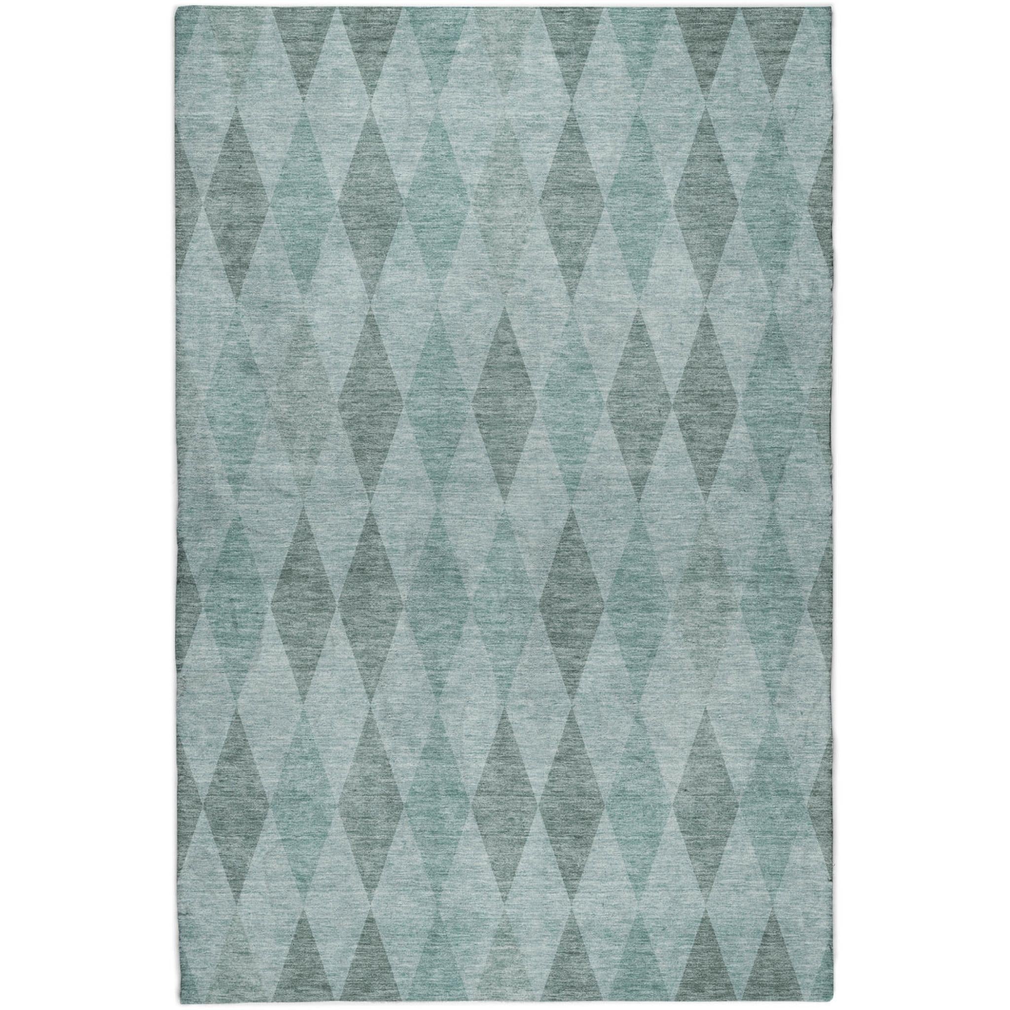 10' X 14' Teal And Gray Geometric Shag Washable Area Rug With UV Protection - Home & Garden