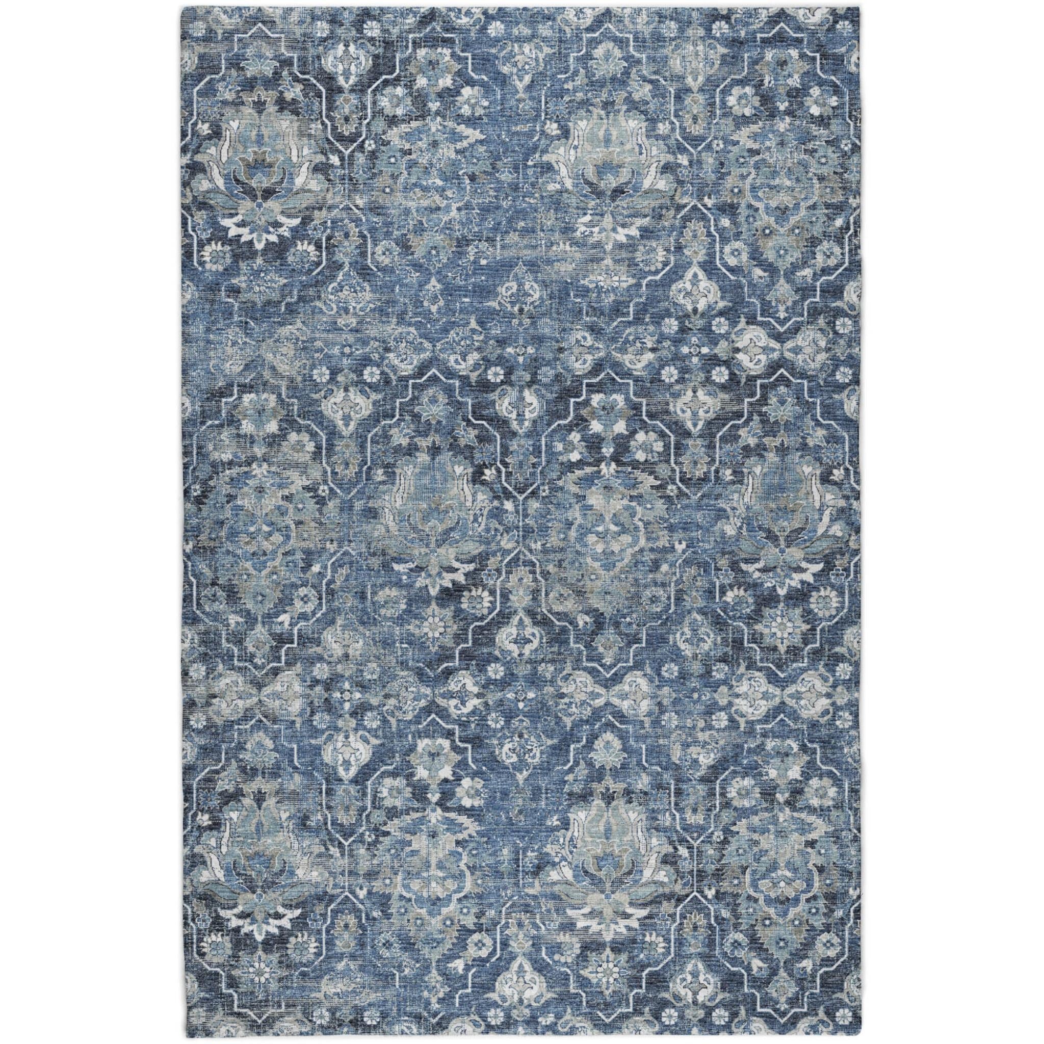 10' X 14' Blue And Gray Oriental Shag Washable Area Rug With UV Protection - Home & Garden