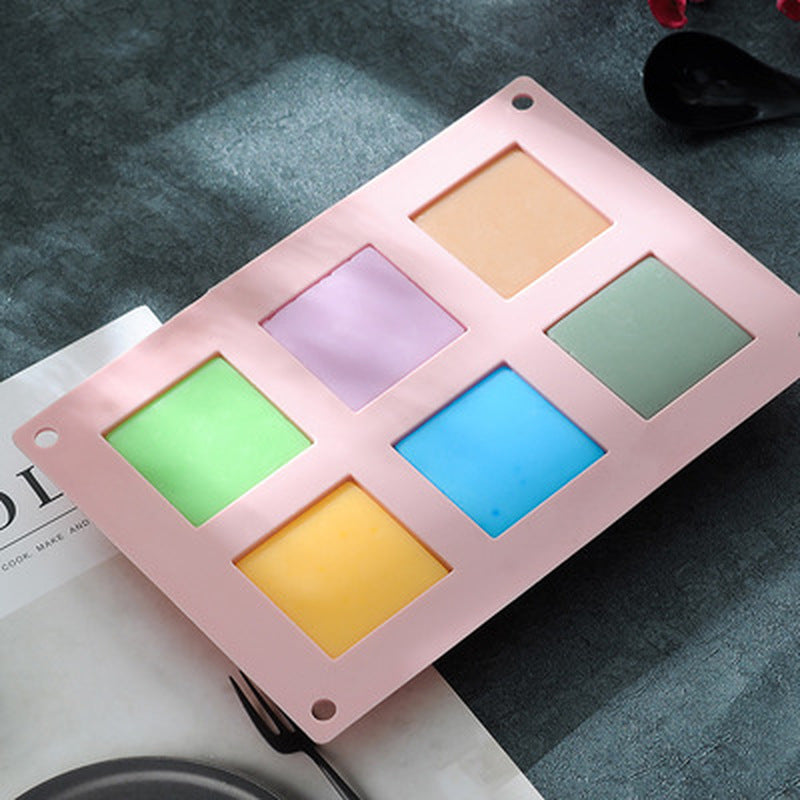 Mould For Handmade Craft Soap Mold Candy Color 6 Cavity Silicone Plain Basic Rectangle Soap Mold Silicone
