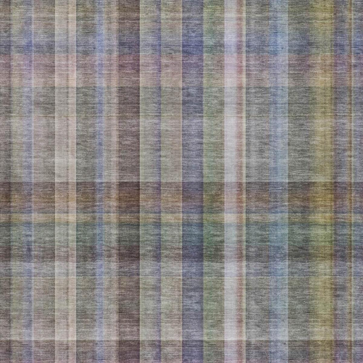 10' X 14' Pewter And Gray Plaid Shag Washable Area Rug With UV Protection - Home & Garden