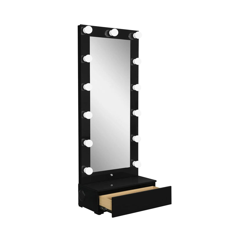 74" Black Wood Lighted Freestanding Framed Full Length Mirror Homeroots Bed & Bath