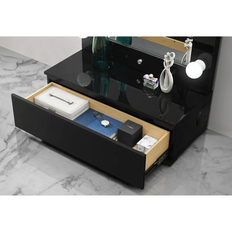 74" Black Wood Lighted Freestanding Framed Full Length Mirror Homeroots Bed & Bath