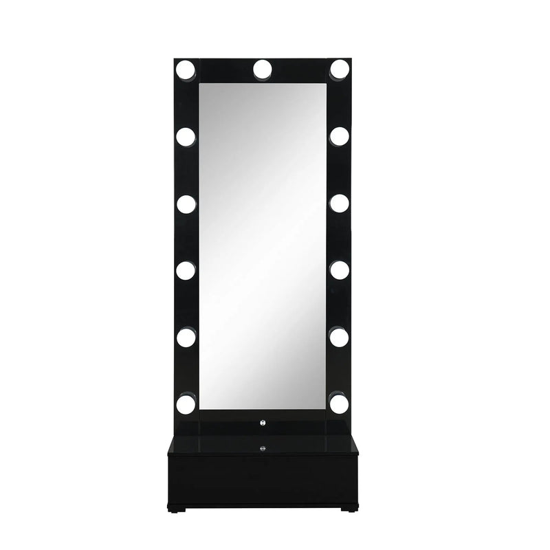 74" Black Wood Lighted Freestanding Framed Full Length Mirror Homeroots Bed & Bath