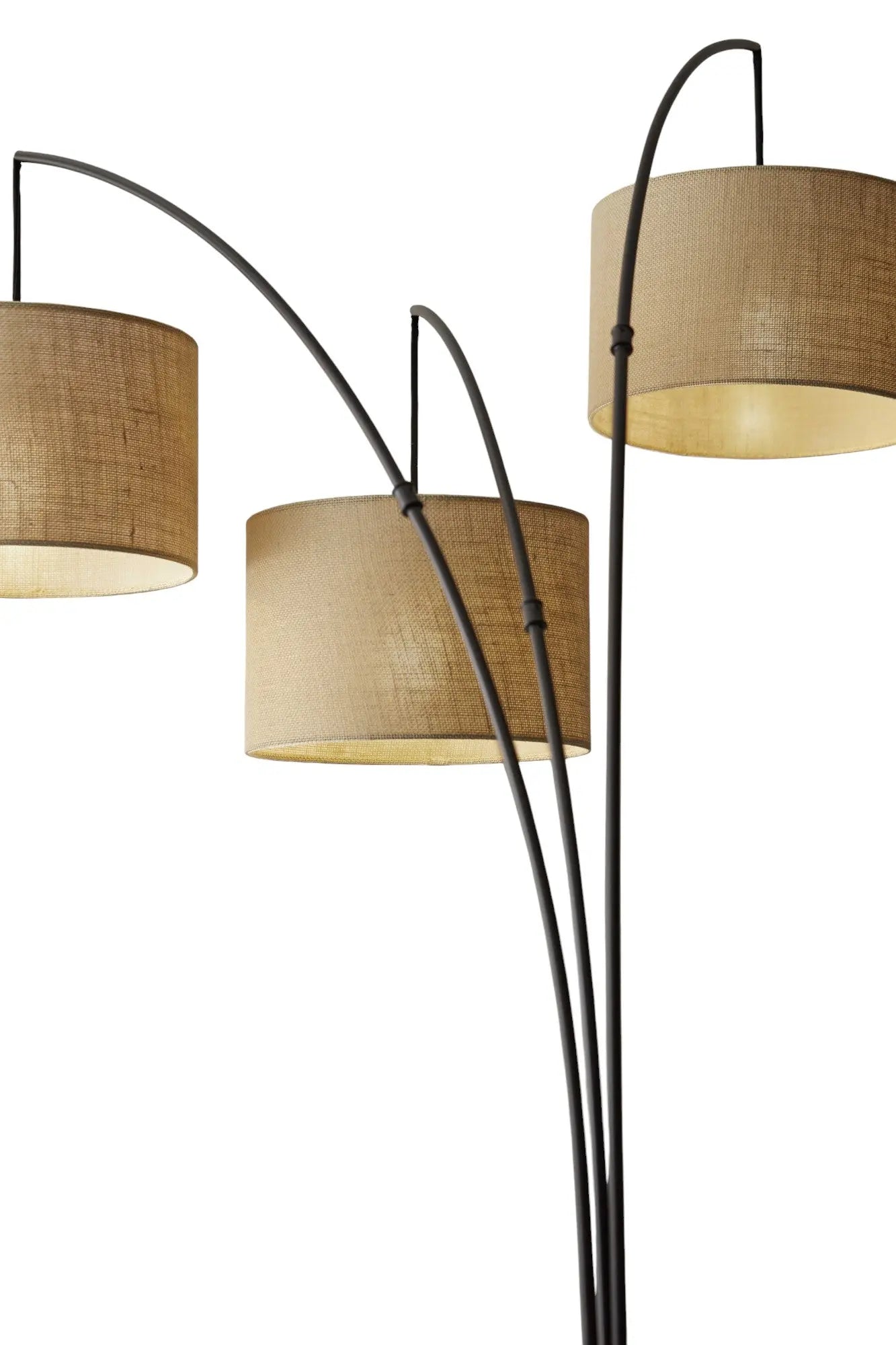 74" Bronze Three Light Tree Floor Lamp With Beige Burlap Drum Shade Homeroots Lighting