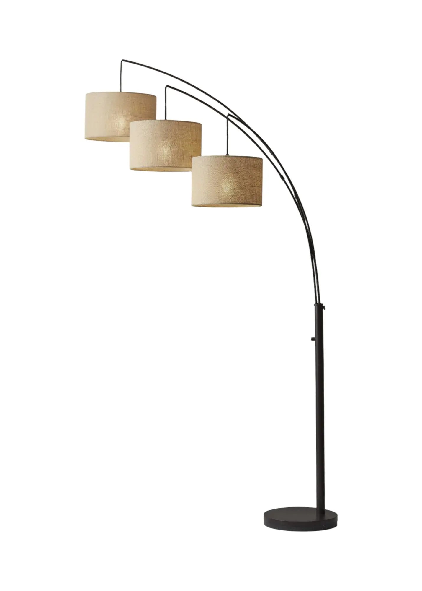 74" Bronze Three Light Tree Floor Lamp With Beige Burlap Drum Shade Homeroots Lighting