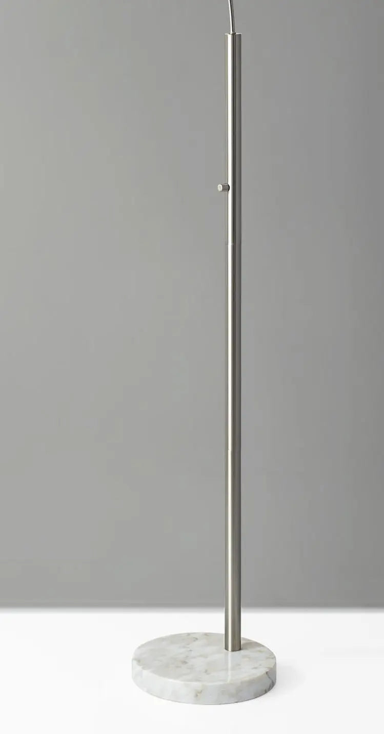74" Silver Metal Arched Floor Lamp With Gray Linen Drum Shade - GreatEagleInc