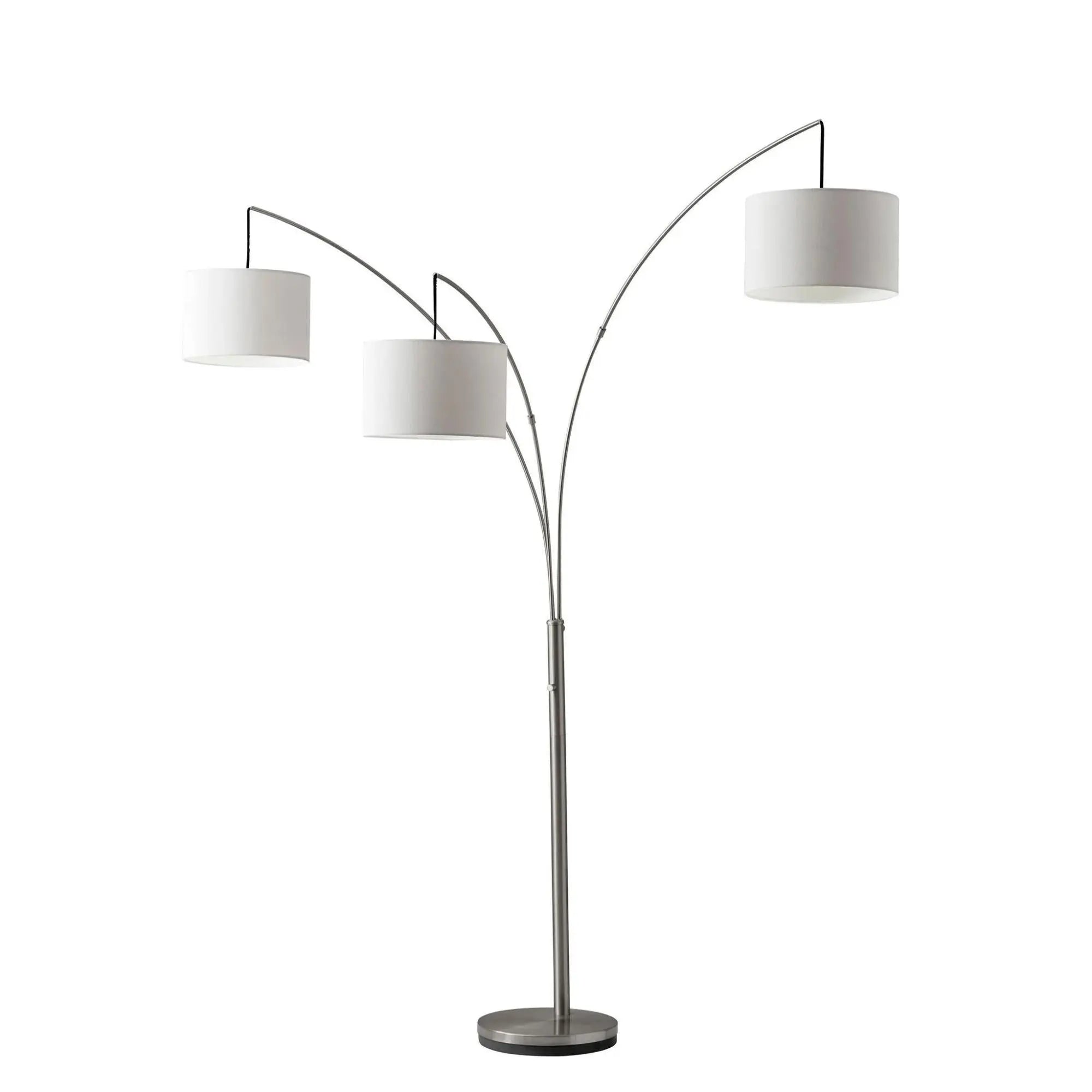74" Silver Three Light Tree Floor Lamp With White Linen Drum Shade Homeroots Lighting